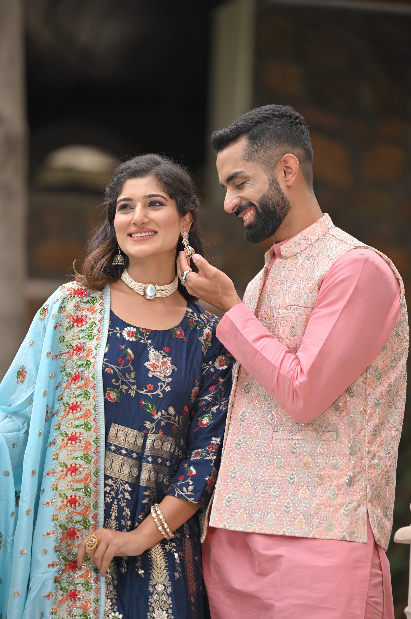 Melodic Blue Banarasi Silk Dress