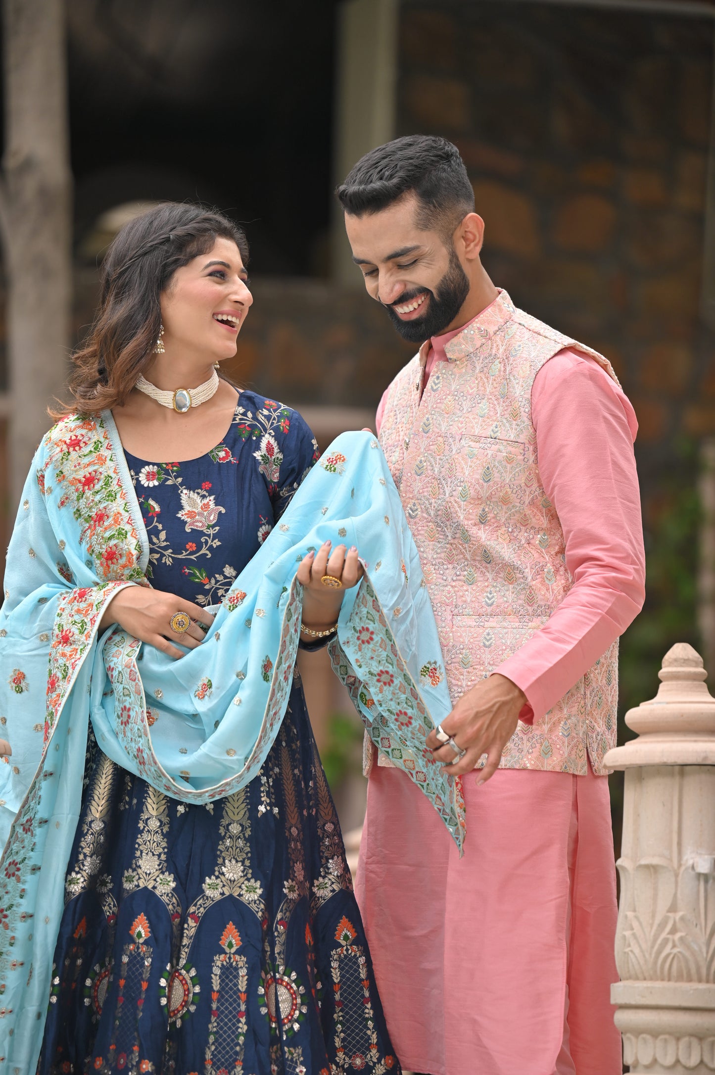 Melodic Blue Banarasi Silk Dress