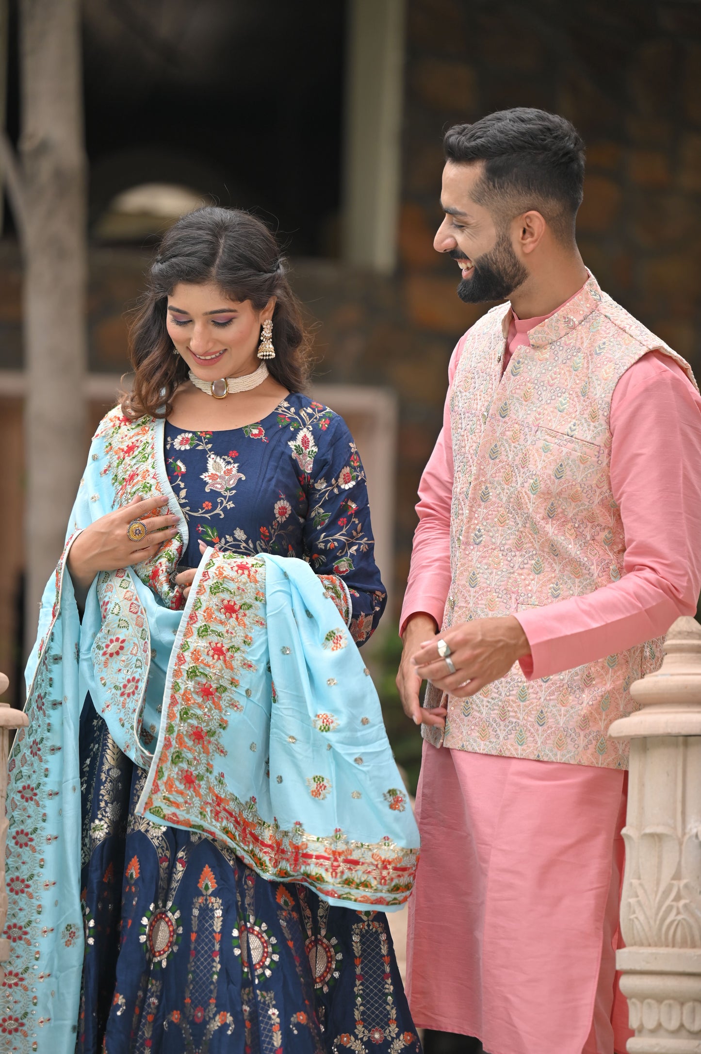 Melodic Blue Banarasi Silk Dress