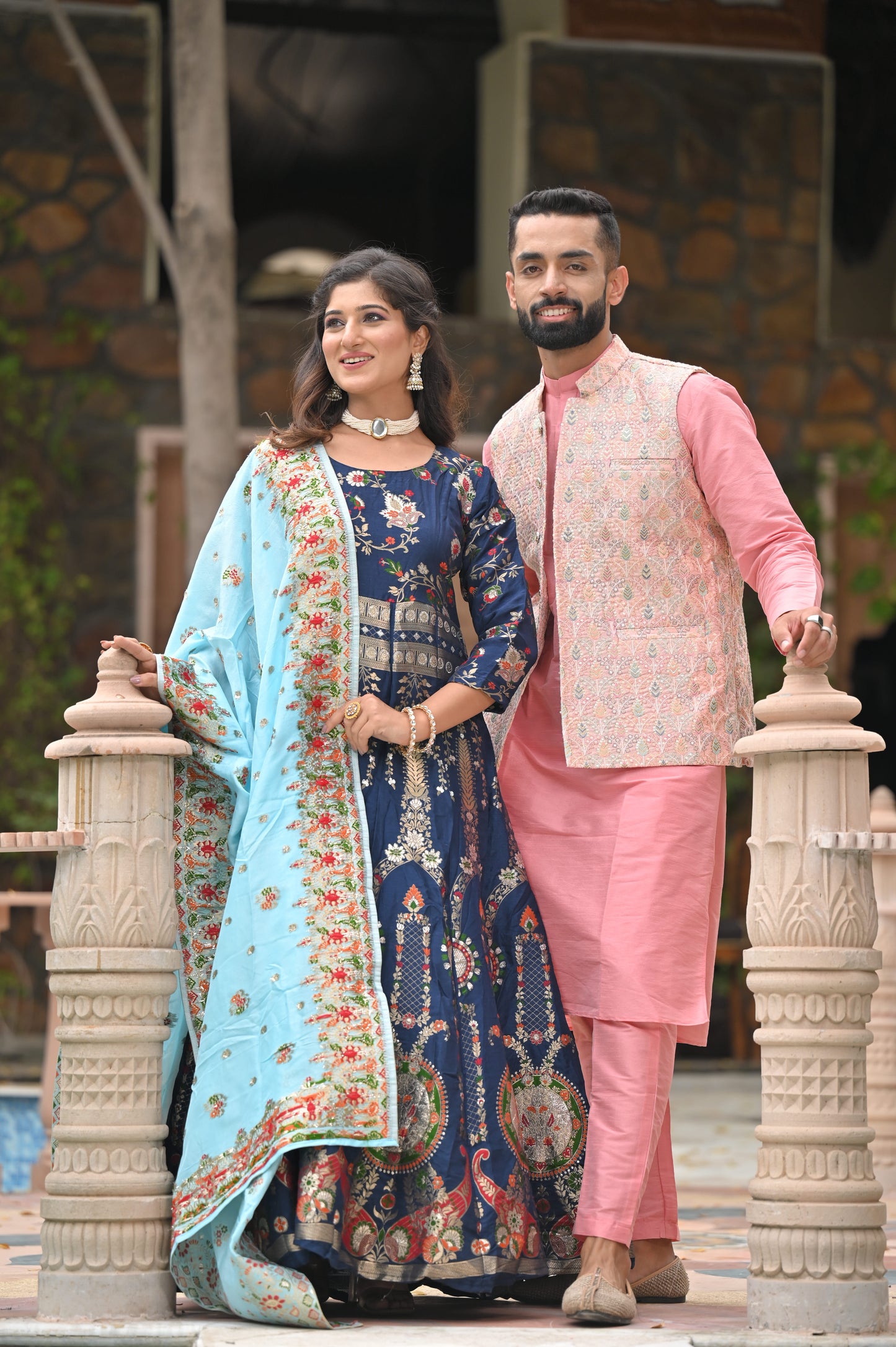 Melodic Blue Banarasi Silk Dress