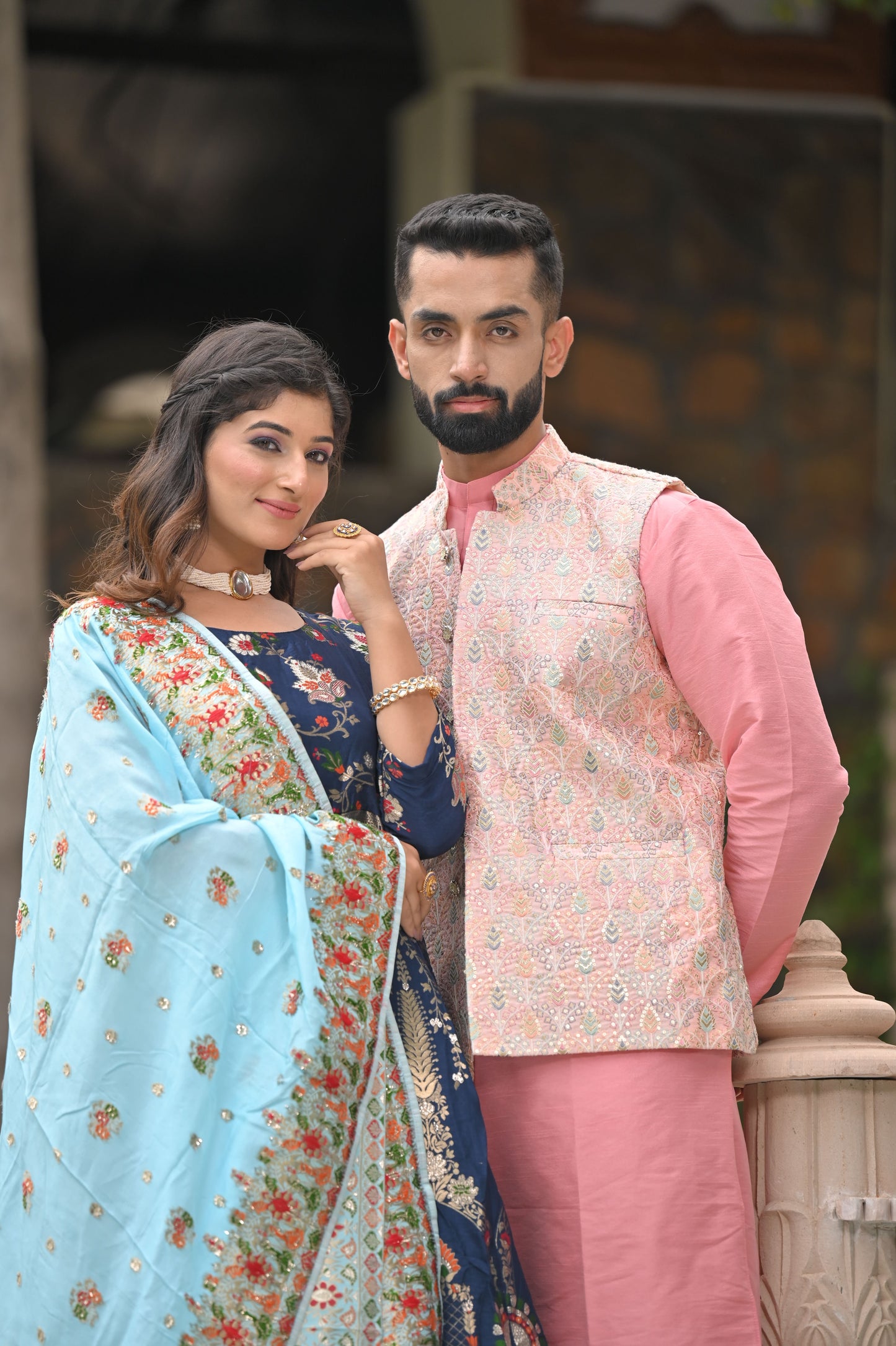 Melodic Blue Banarasi Silk Dress