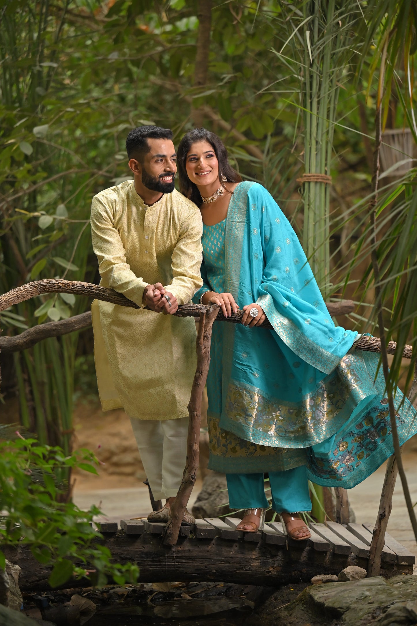 Silken Skyline Jacquard Suit Set