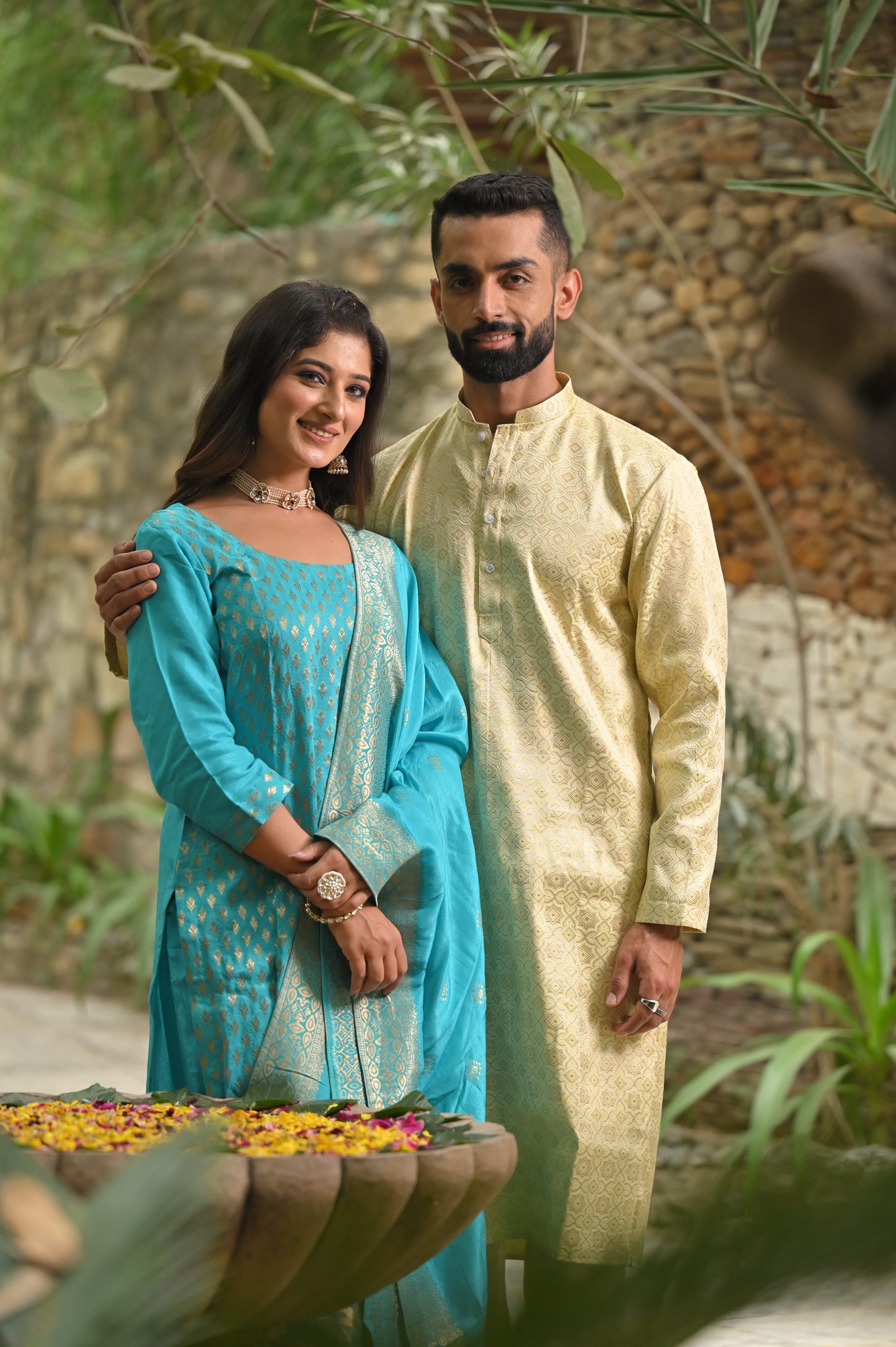 Silken Skyline Jacquard Suit Set