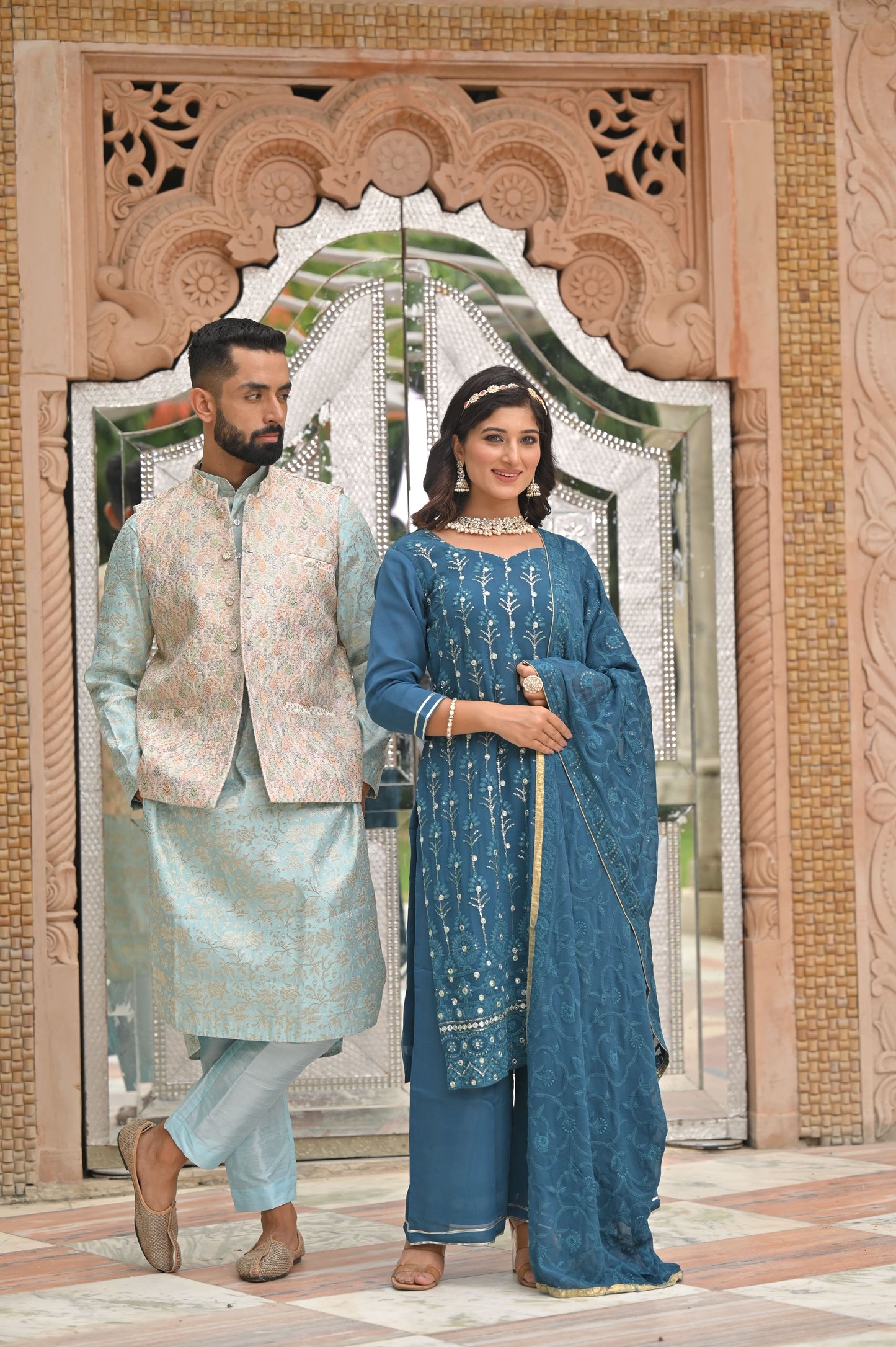 Men's Plus Size Skyline Accent Kurta Vasket Set