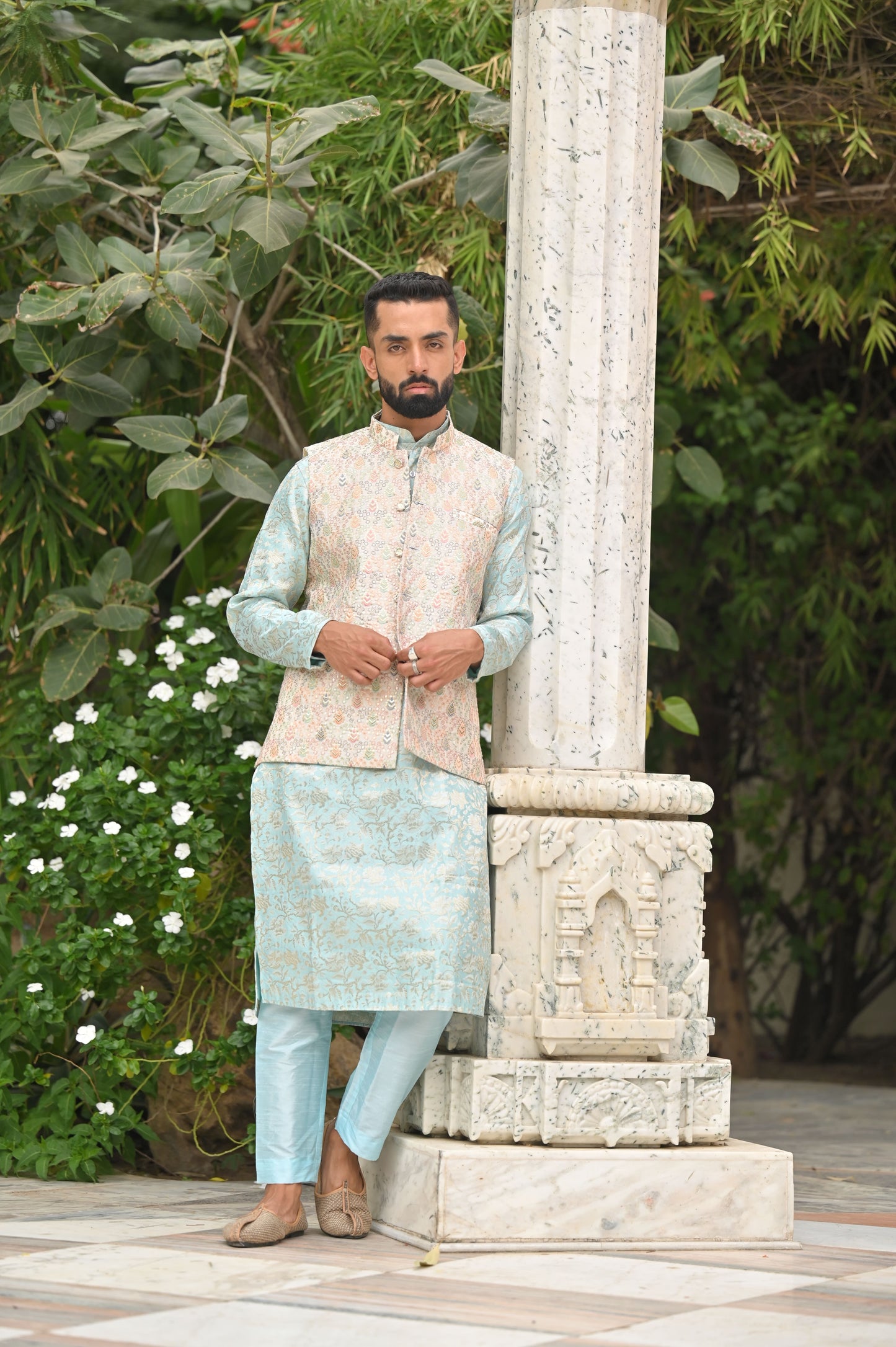 Men's Plus Size Skyline Accent Kurta Vasket Set