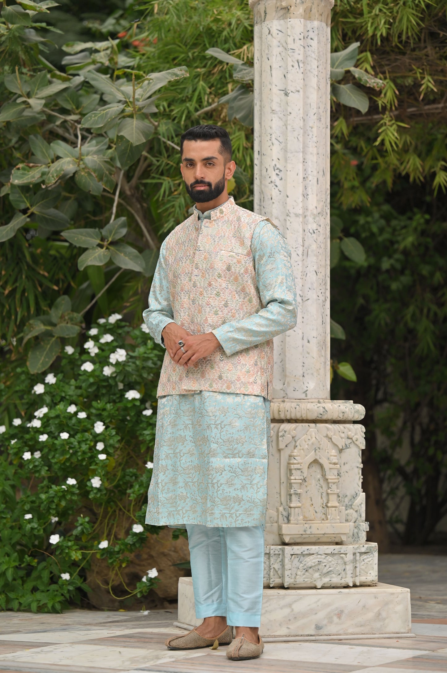 Men's Plus Size Skyline Accent Kurta Vasket Set