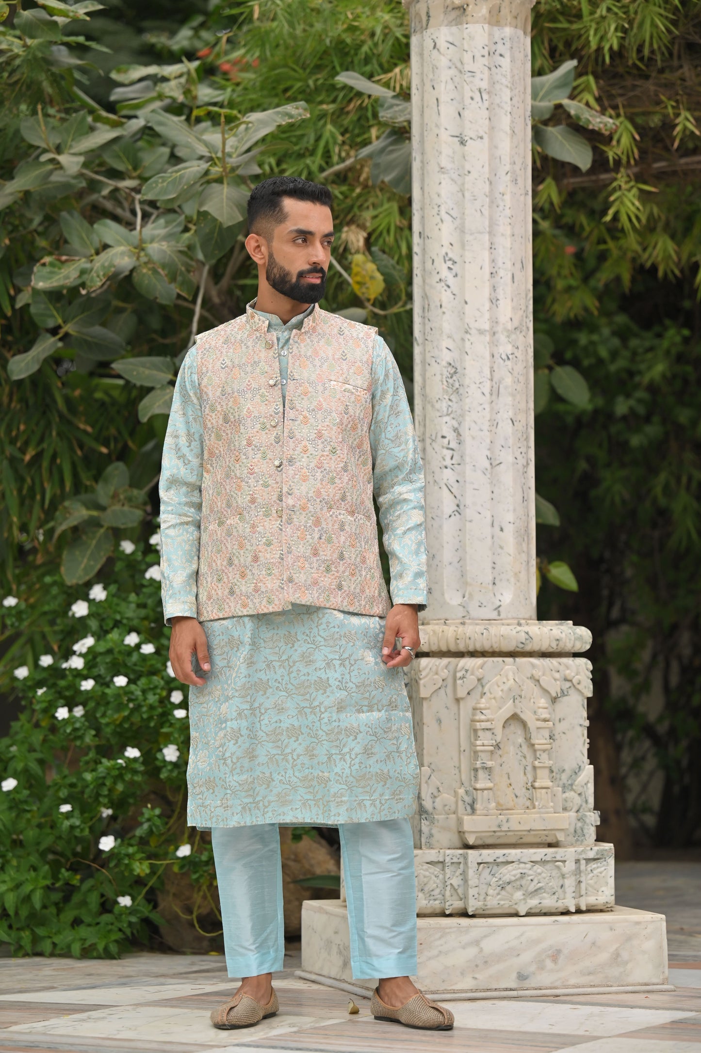 Men's Plus Size Skyline Accent Kurta Vasket Set