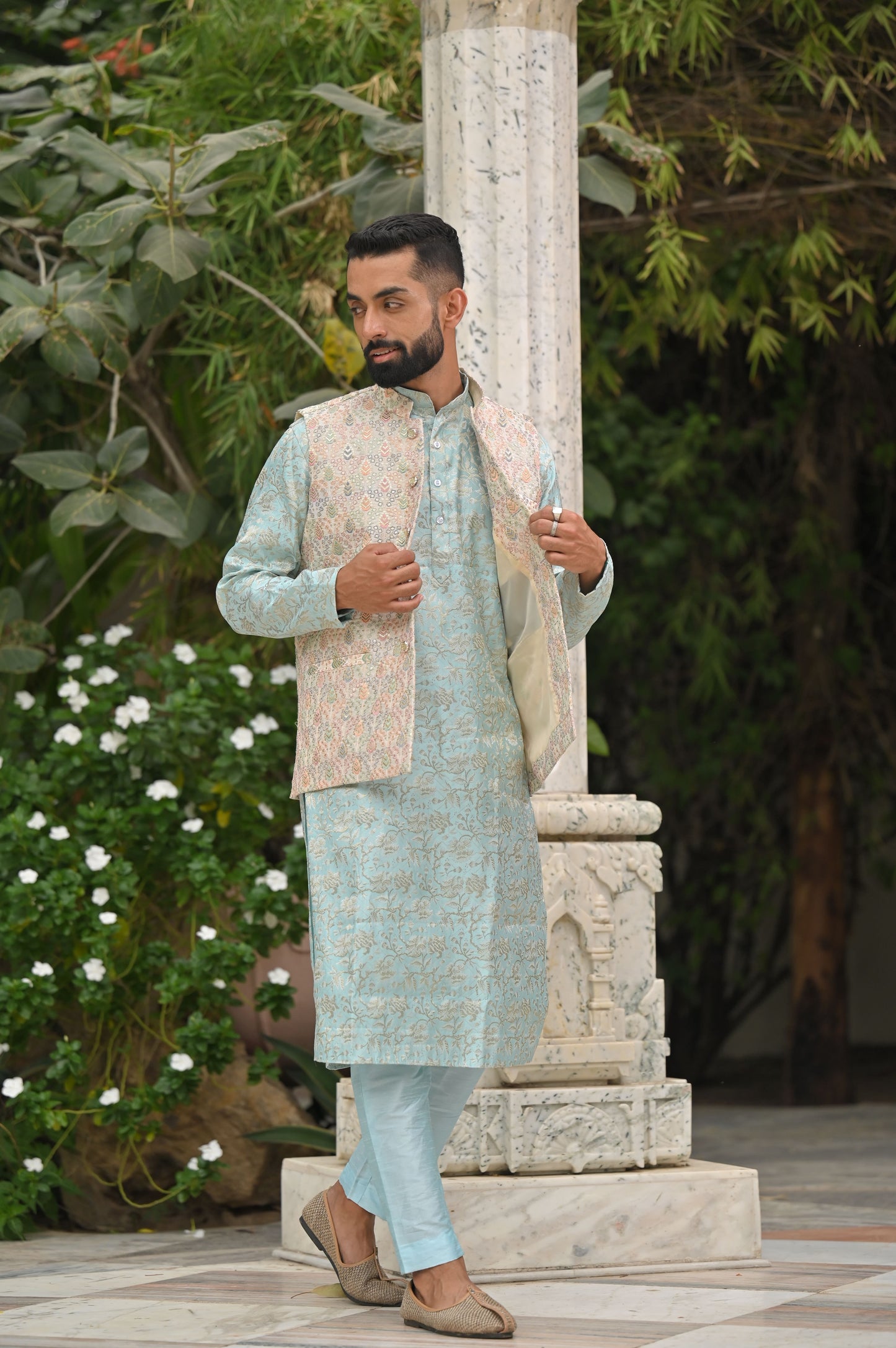 Men's Plus Size Skyline Accent Kurta Vasket Set