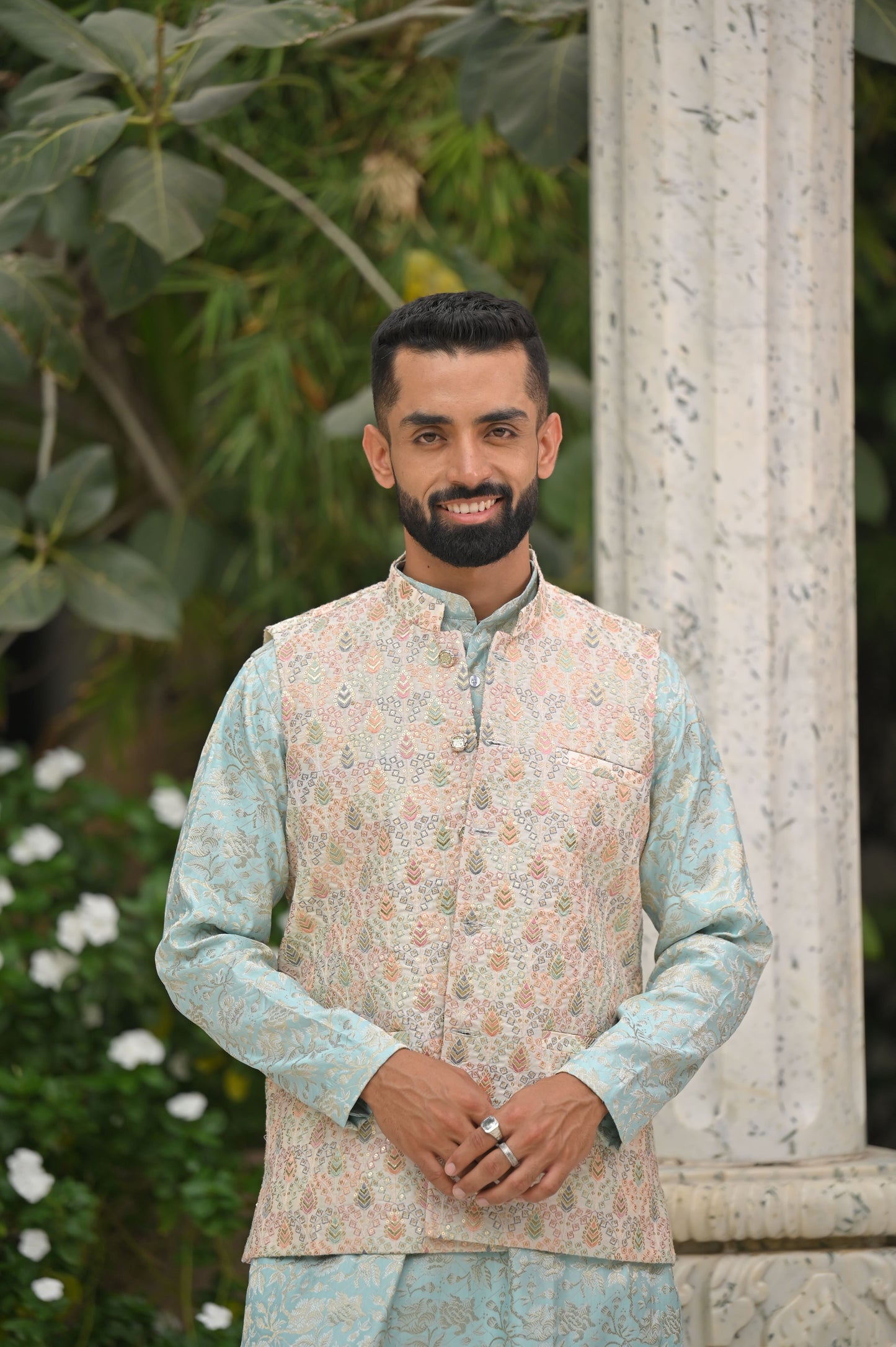 Men's Plus Size Skyline Accent Kurta Vasket Set