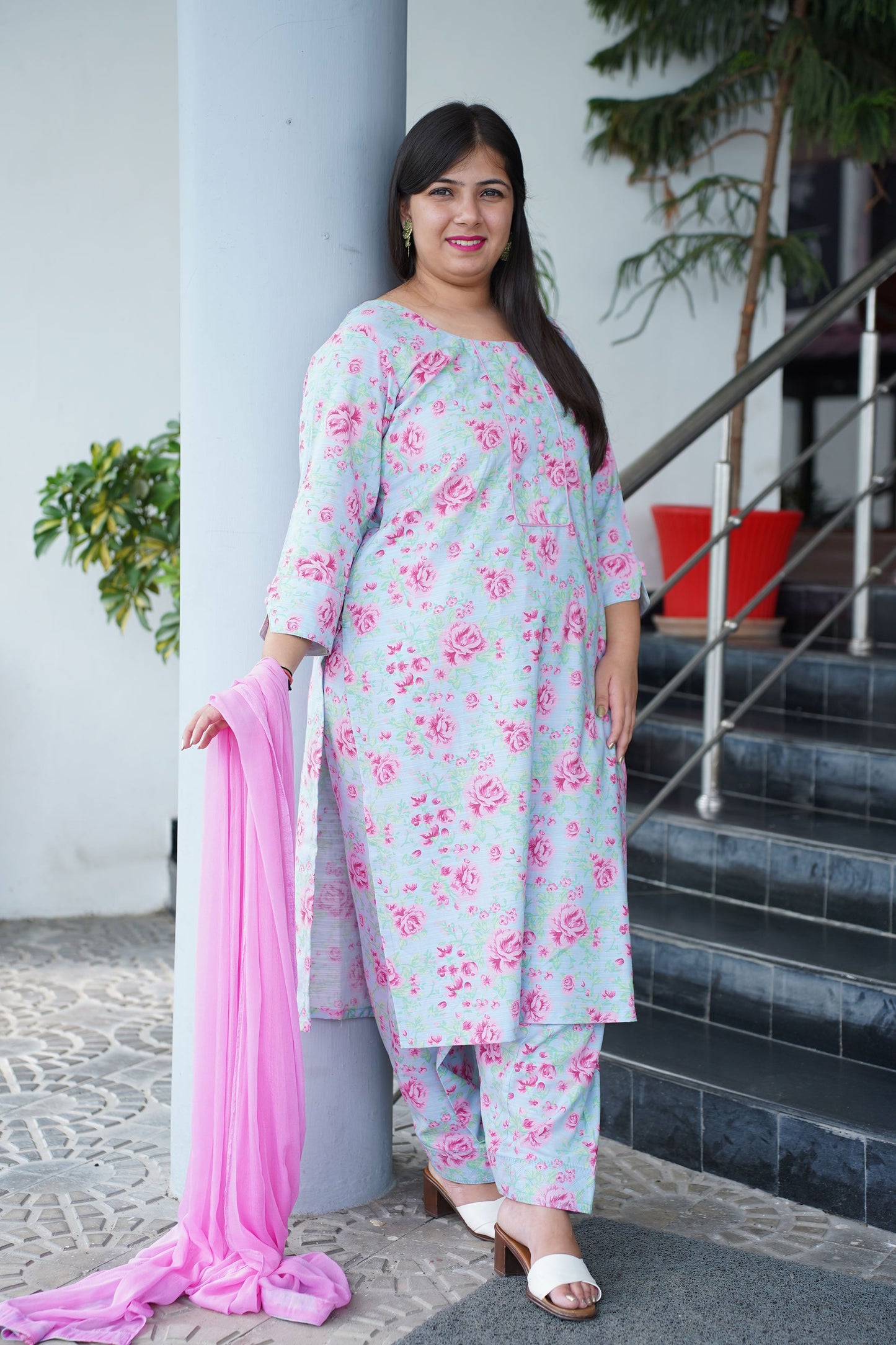 Dusky Fuchsia Floral Salwar Suit