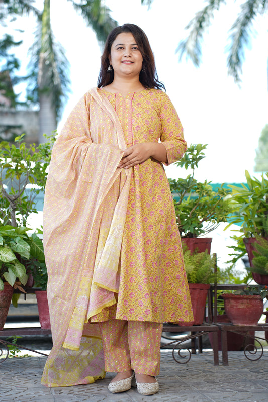 Deep Yellow Bagh Anarkali Set