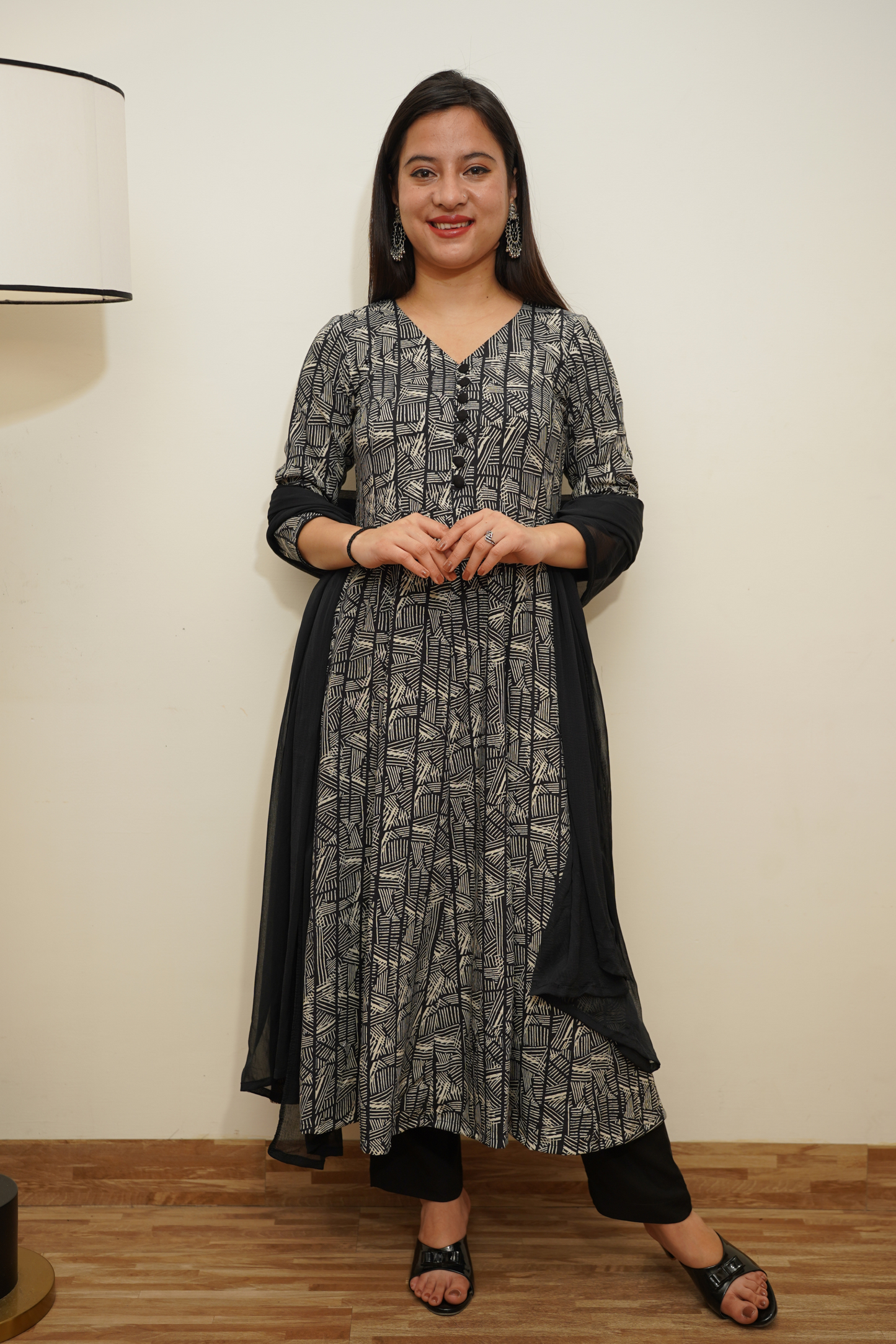 Noir Black Rayon Anarkali Set