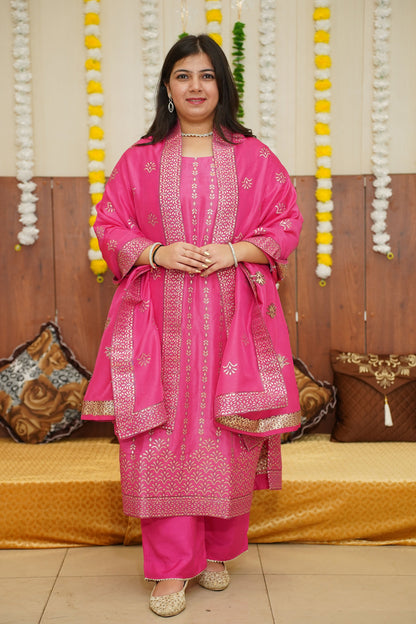 Perfectly Pink Jacquard Suit Set