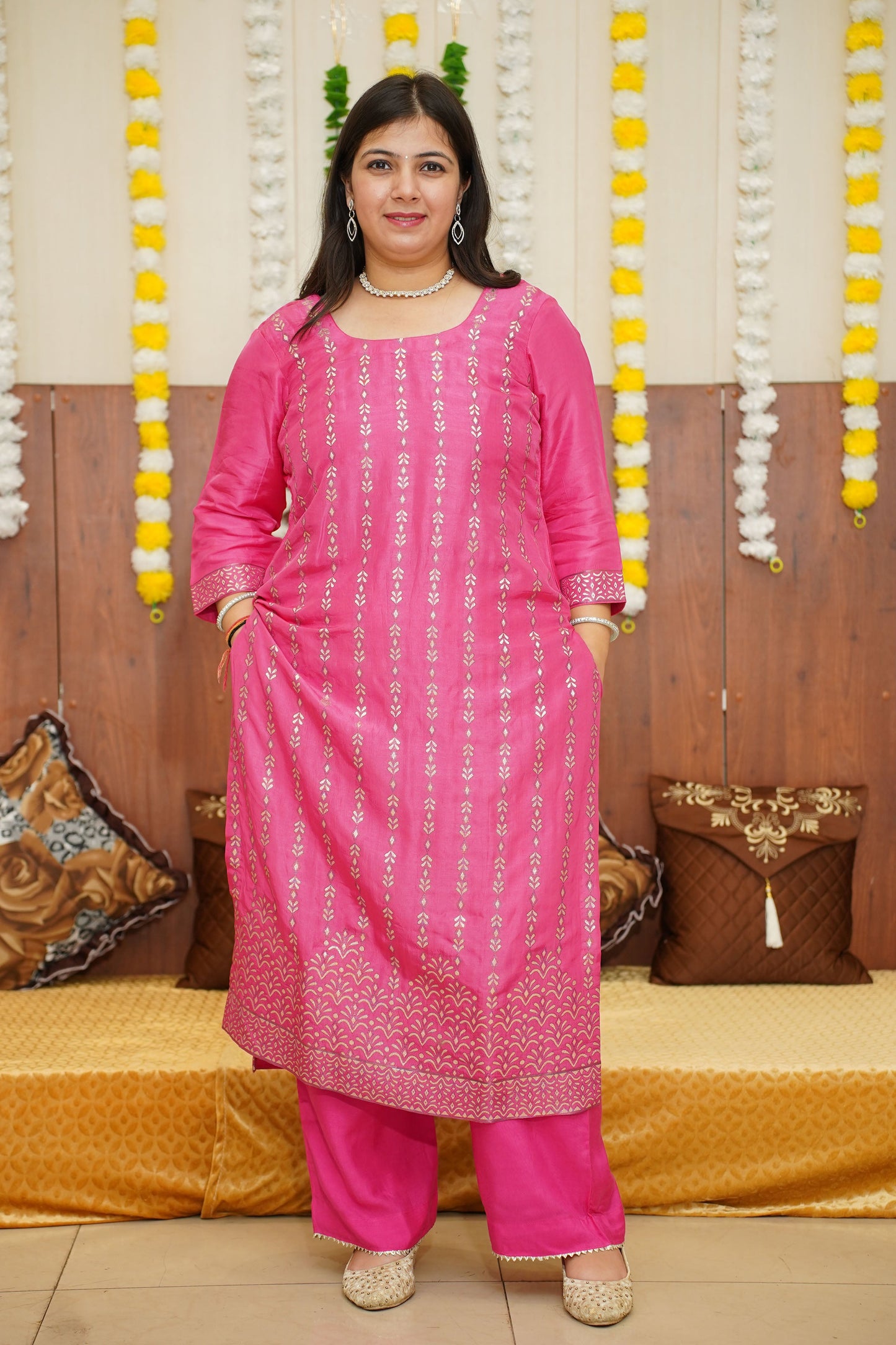 Perfectly Pink Jacquard Suit Set