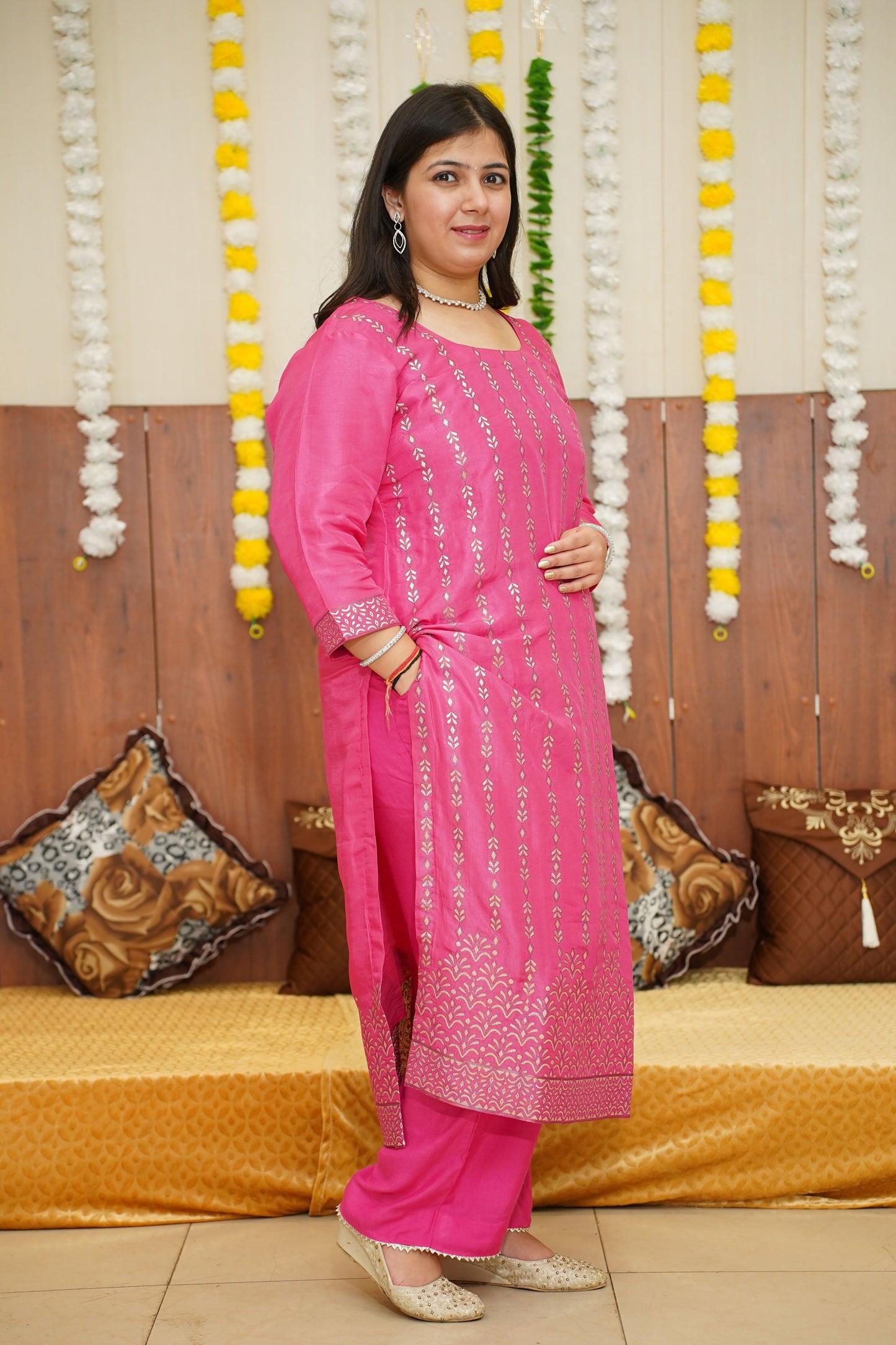 Perfectly Pink Jacquard Suit Set