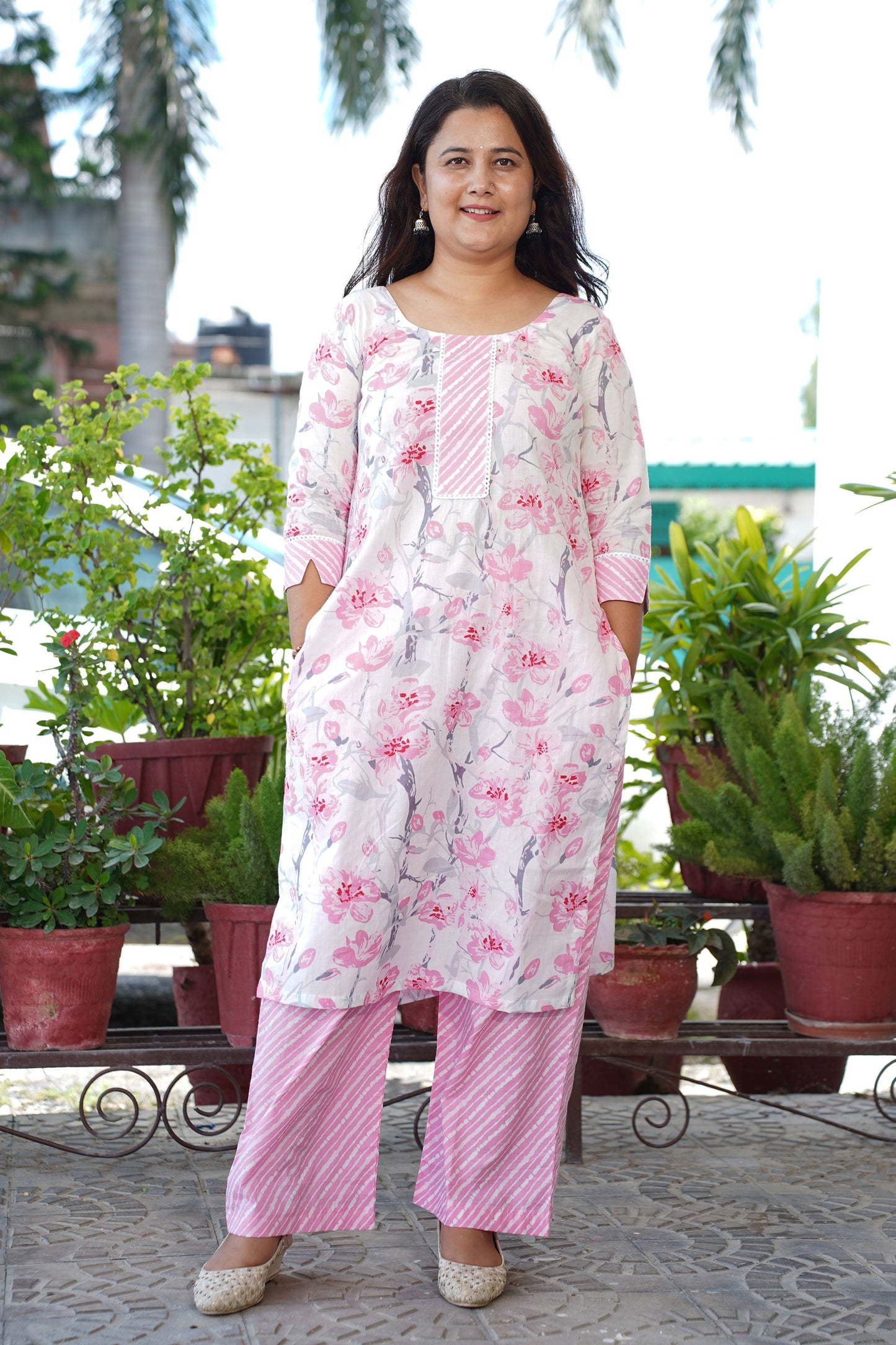 Dreamy Pink Cotton Suit Set