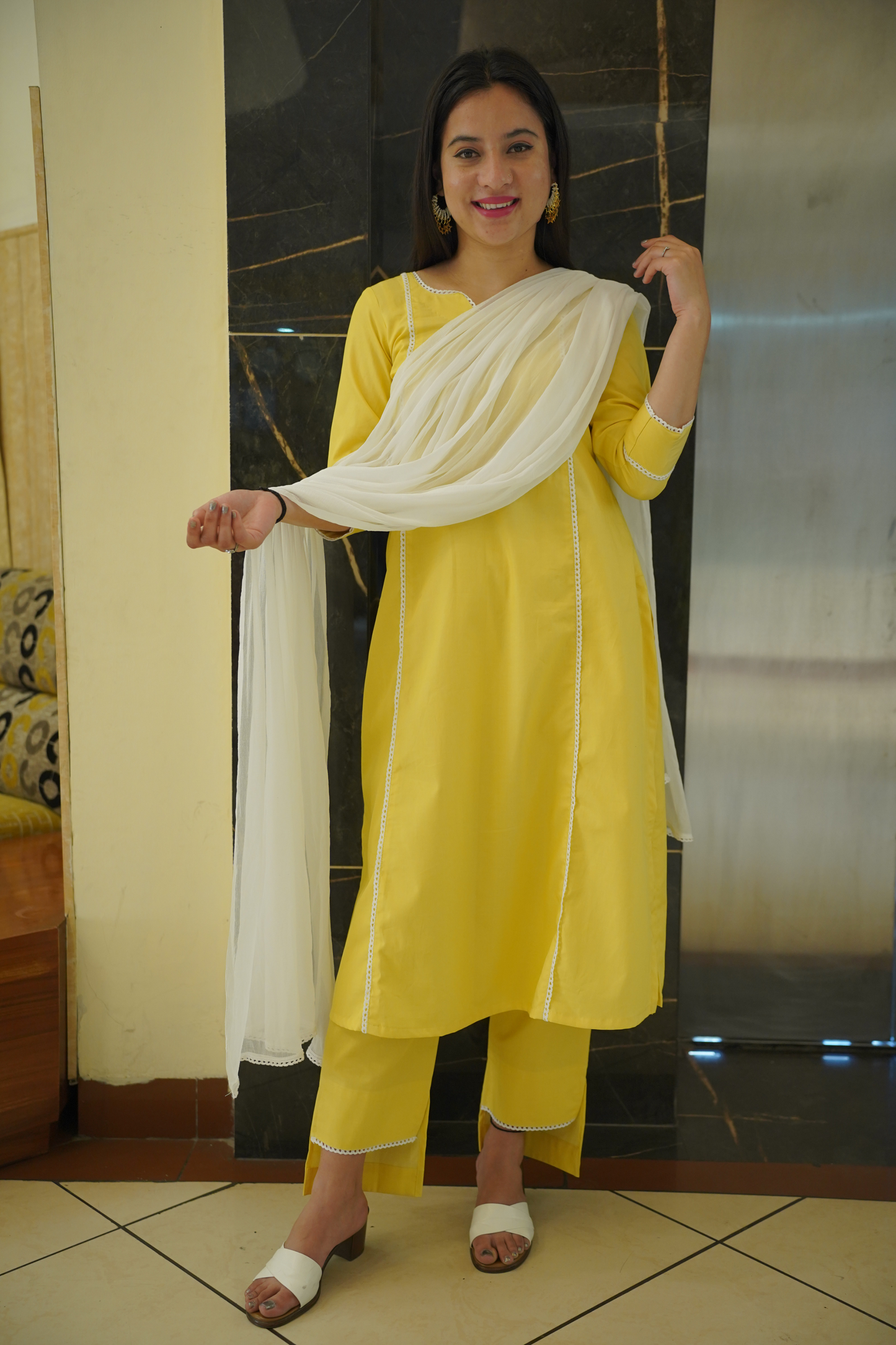 Yellow Kurta Set With Dupatta