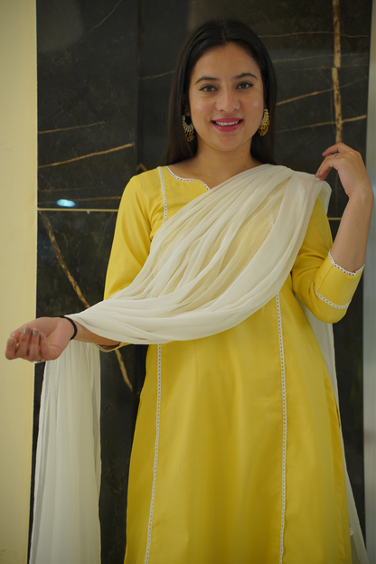 Yellow Kurta Set With Dupatta