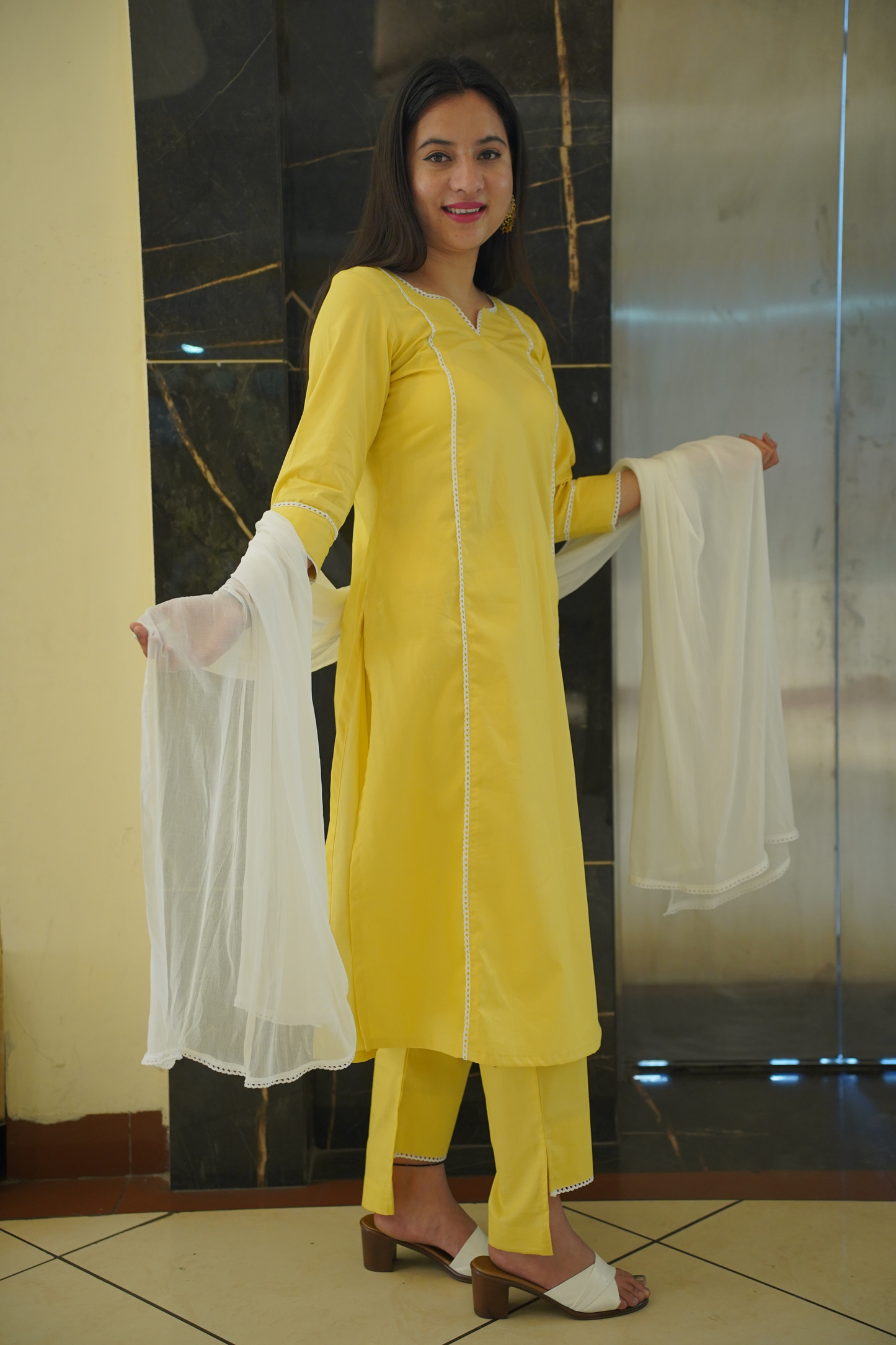 Yellow Kurta Set With Dupatta