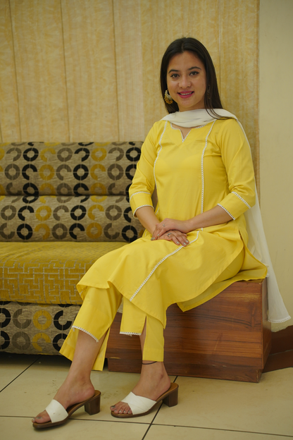 Yellow Kurta Set With Dupatta