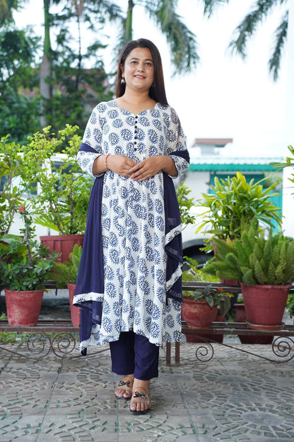 Timeless Indigo Rayon Anarkali Set