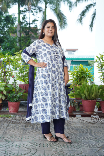 Timeless Indigo Rayon Anarkali Set