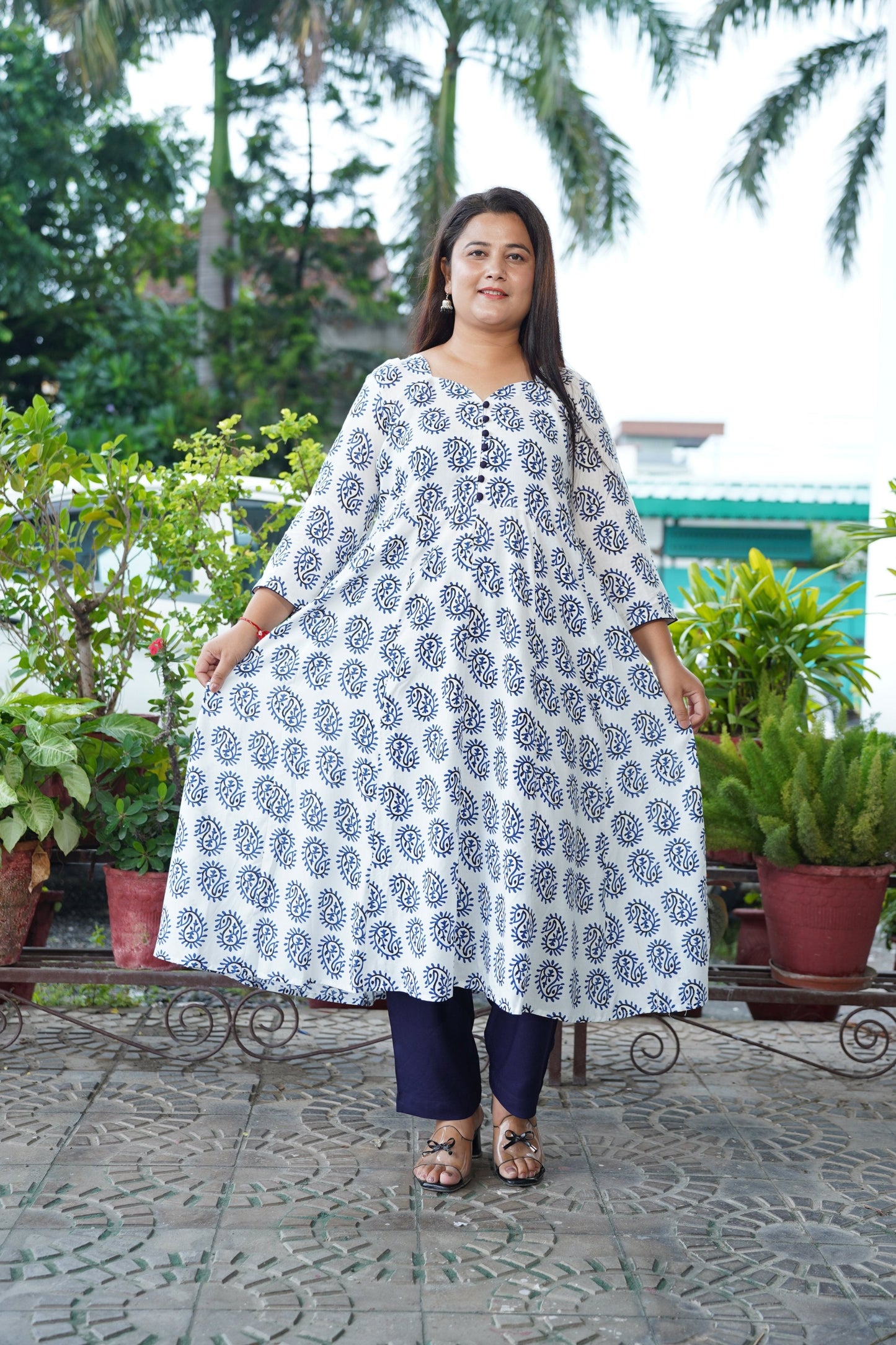 Timeless Indigo Rayon Anarkali Set