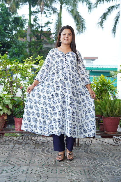 Timeless Indigo Rayon Anarkali Set