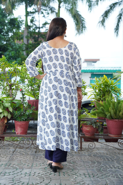 Timeless Indigo Rayon Anarkali Set