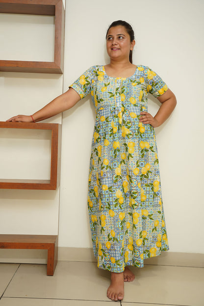 Lemon Orchid Cotton Night Gown