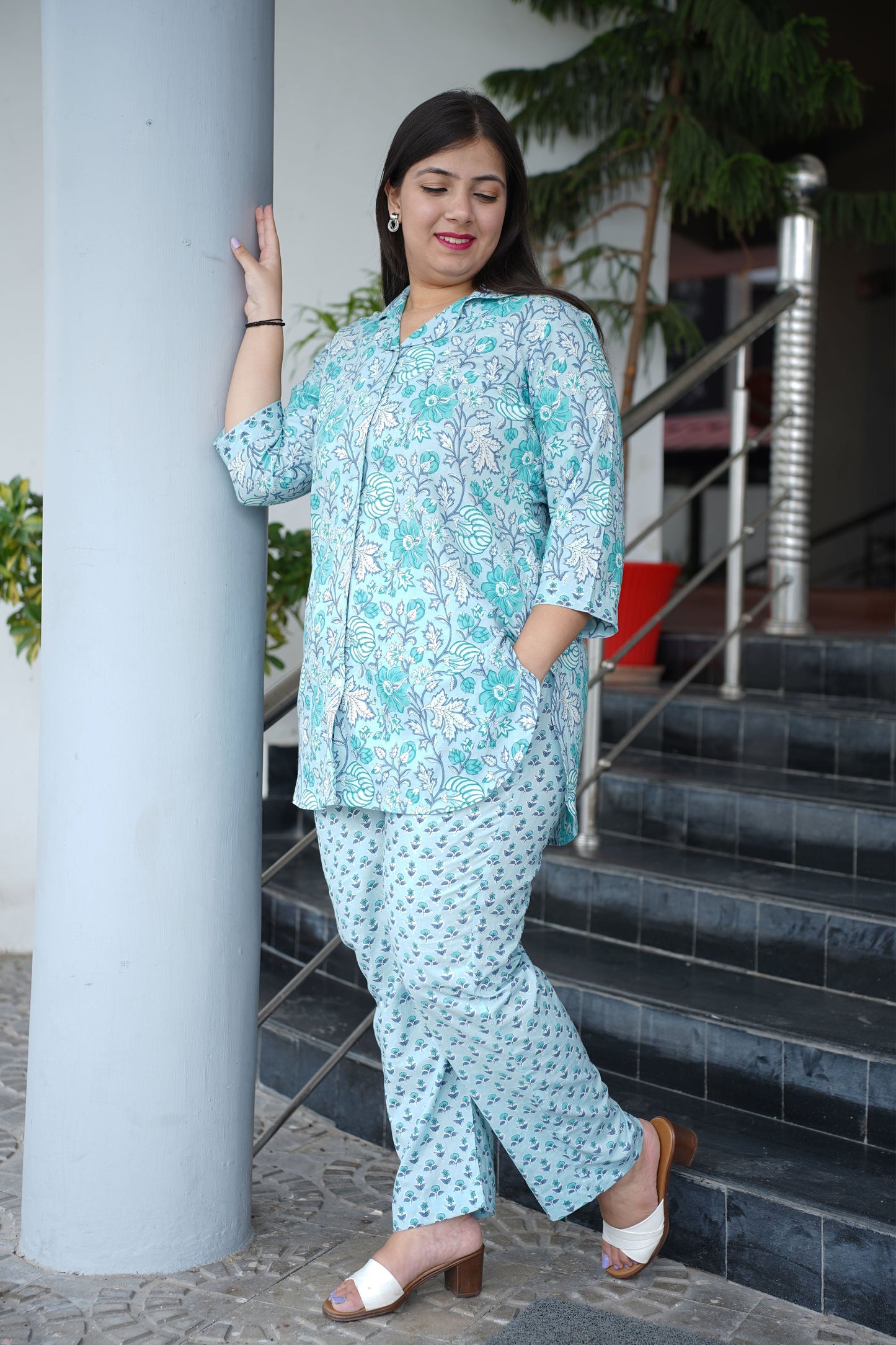 Pastel Sky Block Printed Co-ord Set
