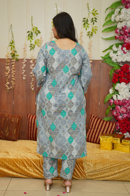 Moonlit Blue Foiled Suit Set