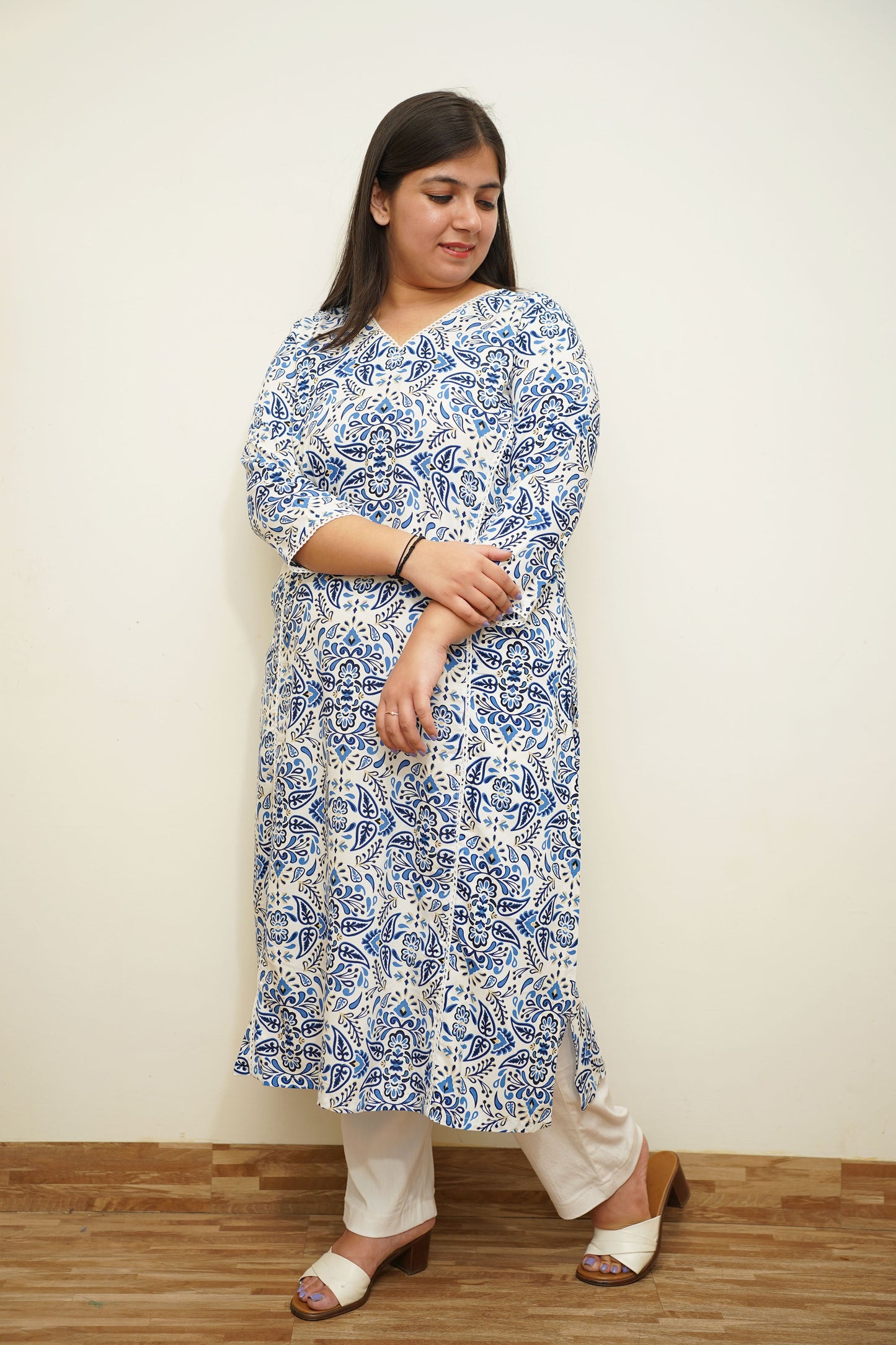 Tranquil Blue A-Line Rayon Kurta