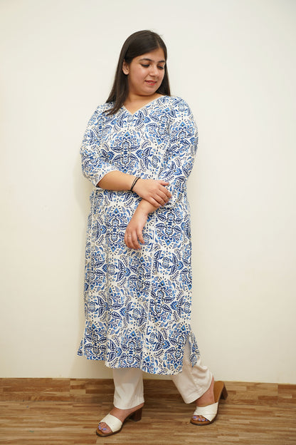 Tranquil Blue A-Line Rayon Kurta