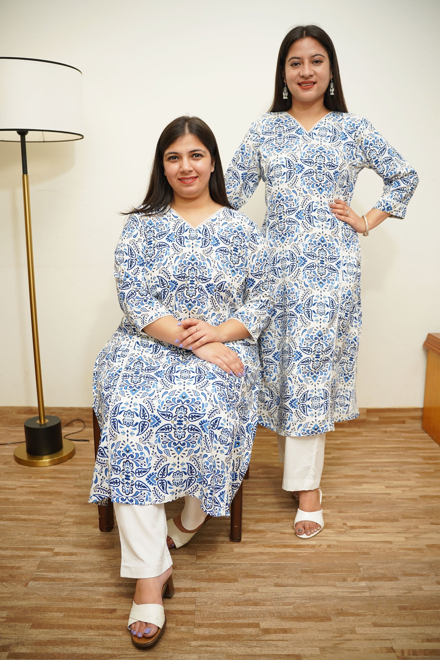Tranquil Blue A-Line Rayon Kurta