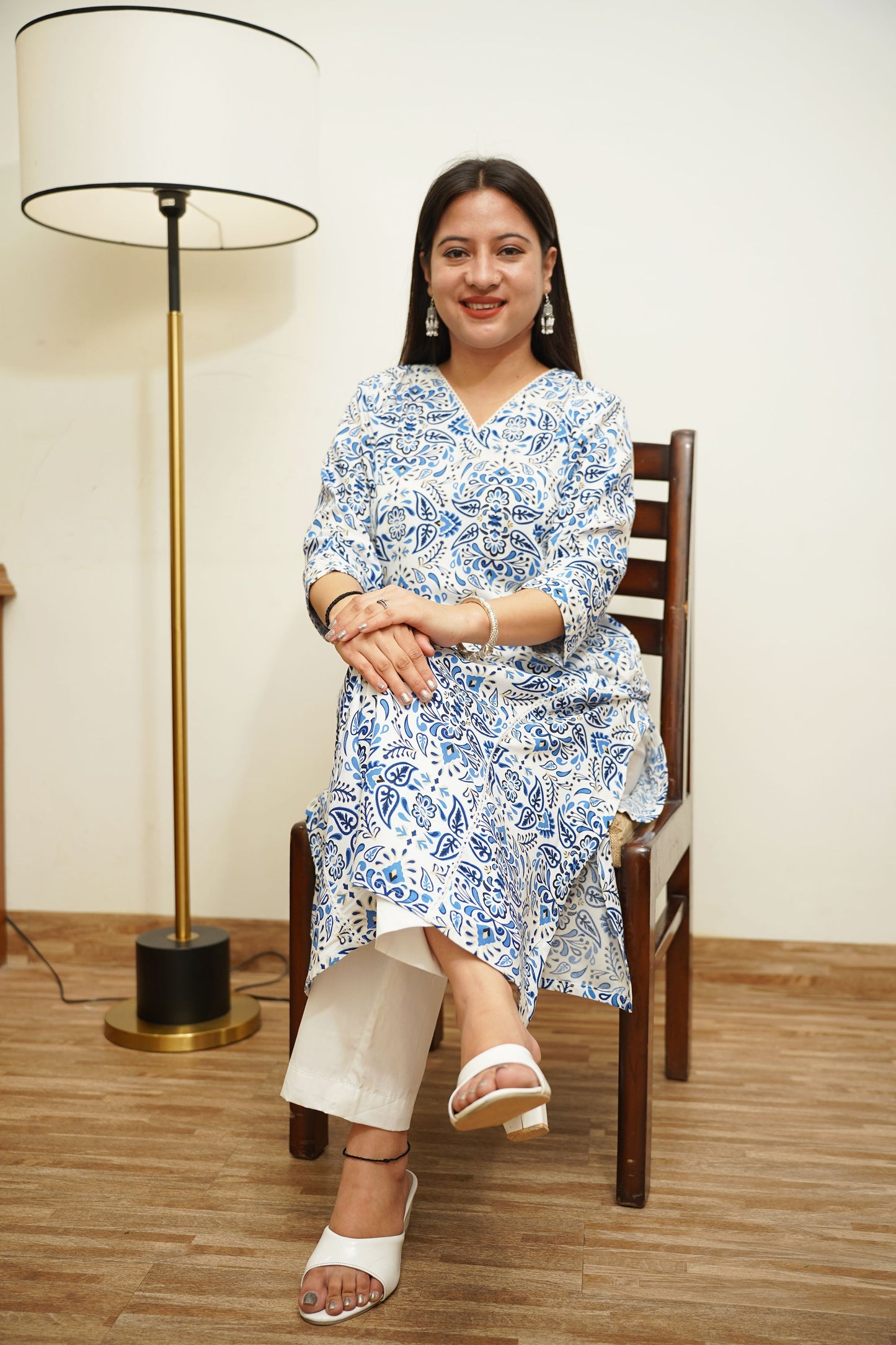 Tranquil Blue A-Line Rayon Kurta