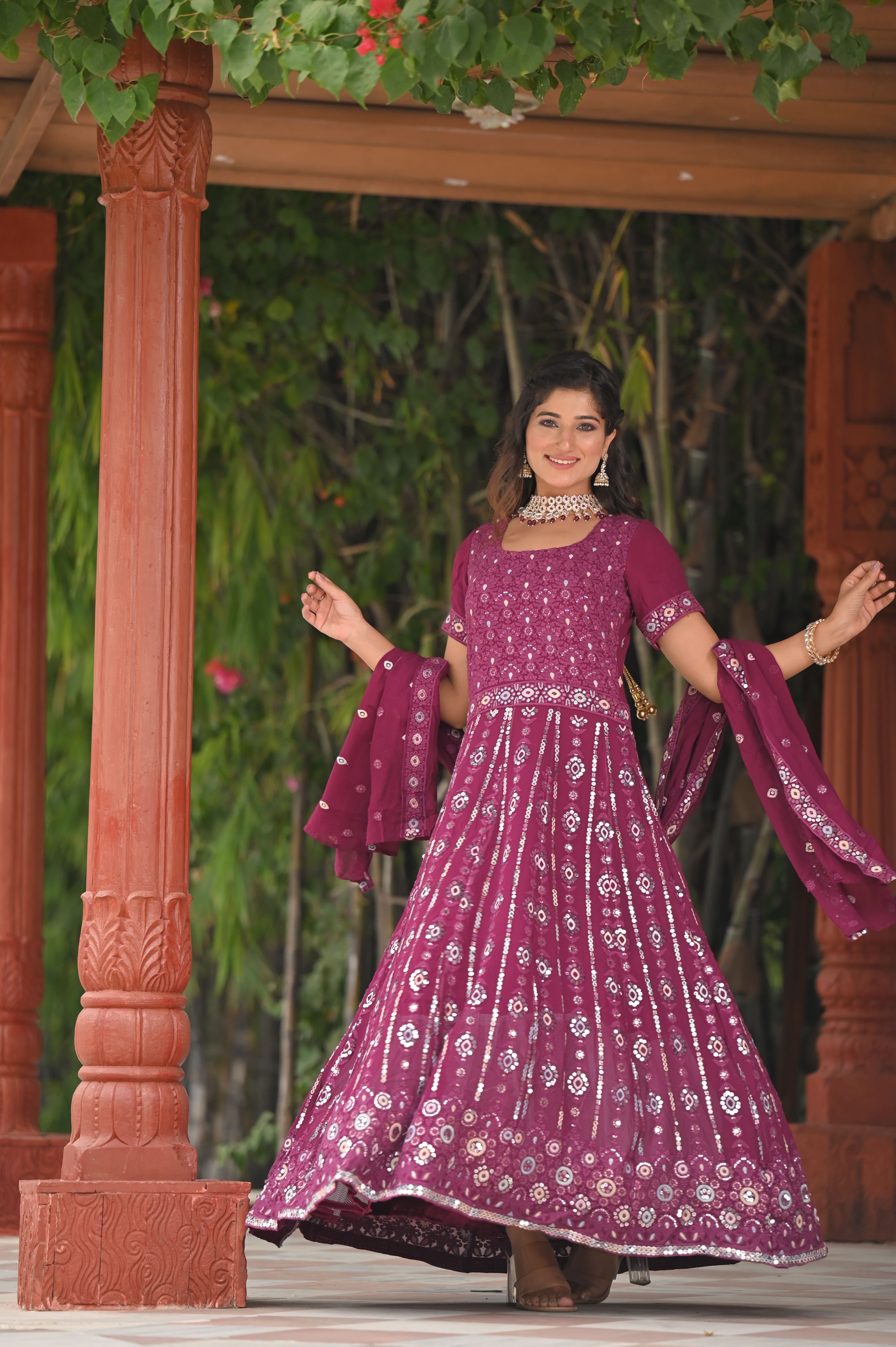 Buy Navy Blue Banglori Silk Wedding Anarkali Suit Online - LSTV04340 |  Andaaz Fashion