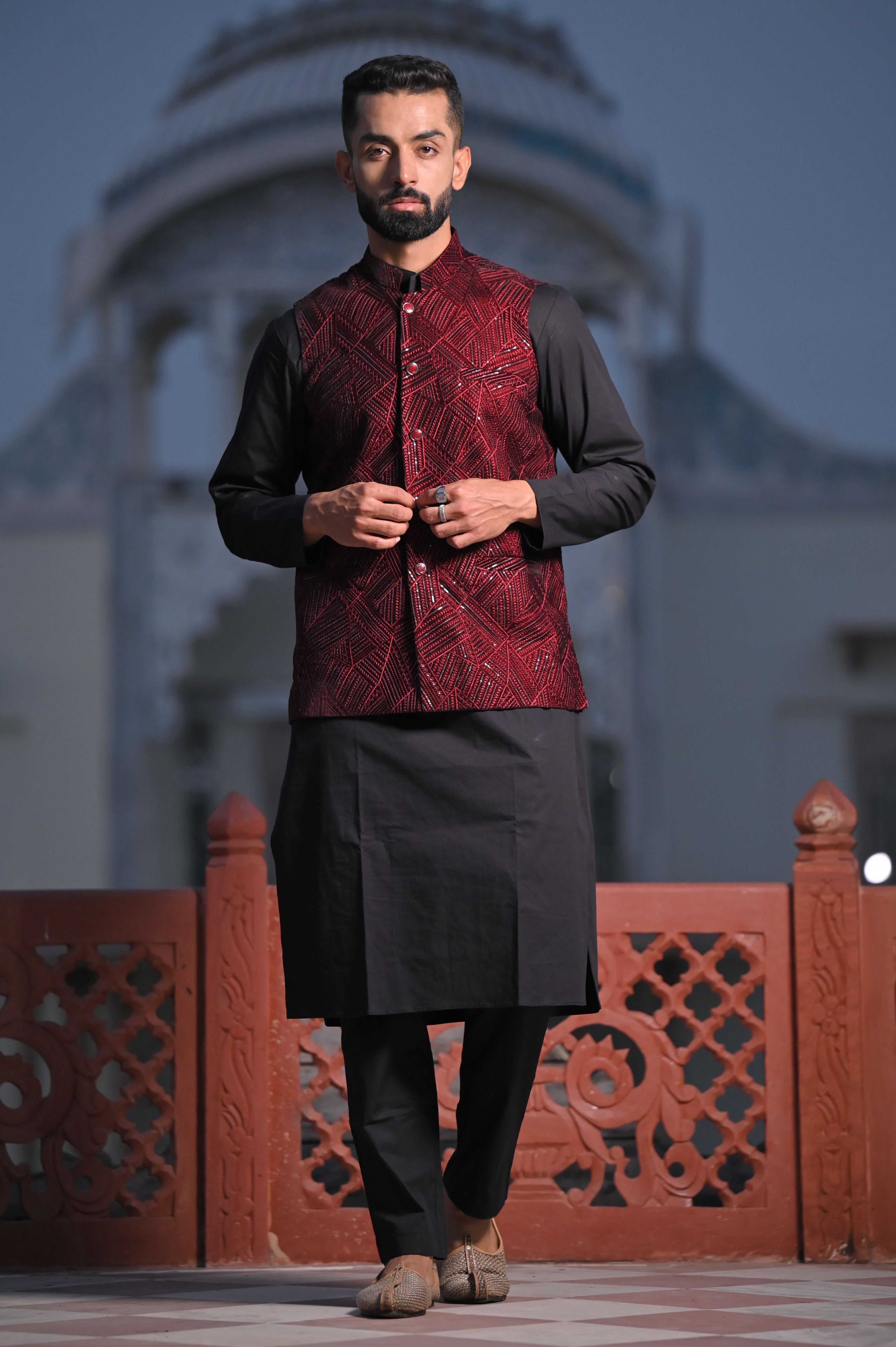 Mens kurta clearance jacket set