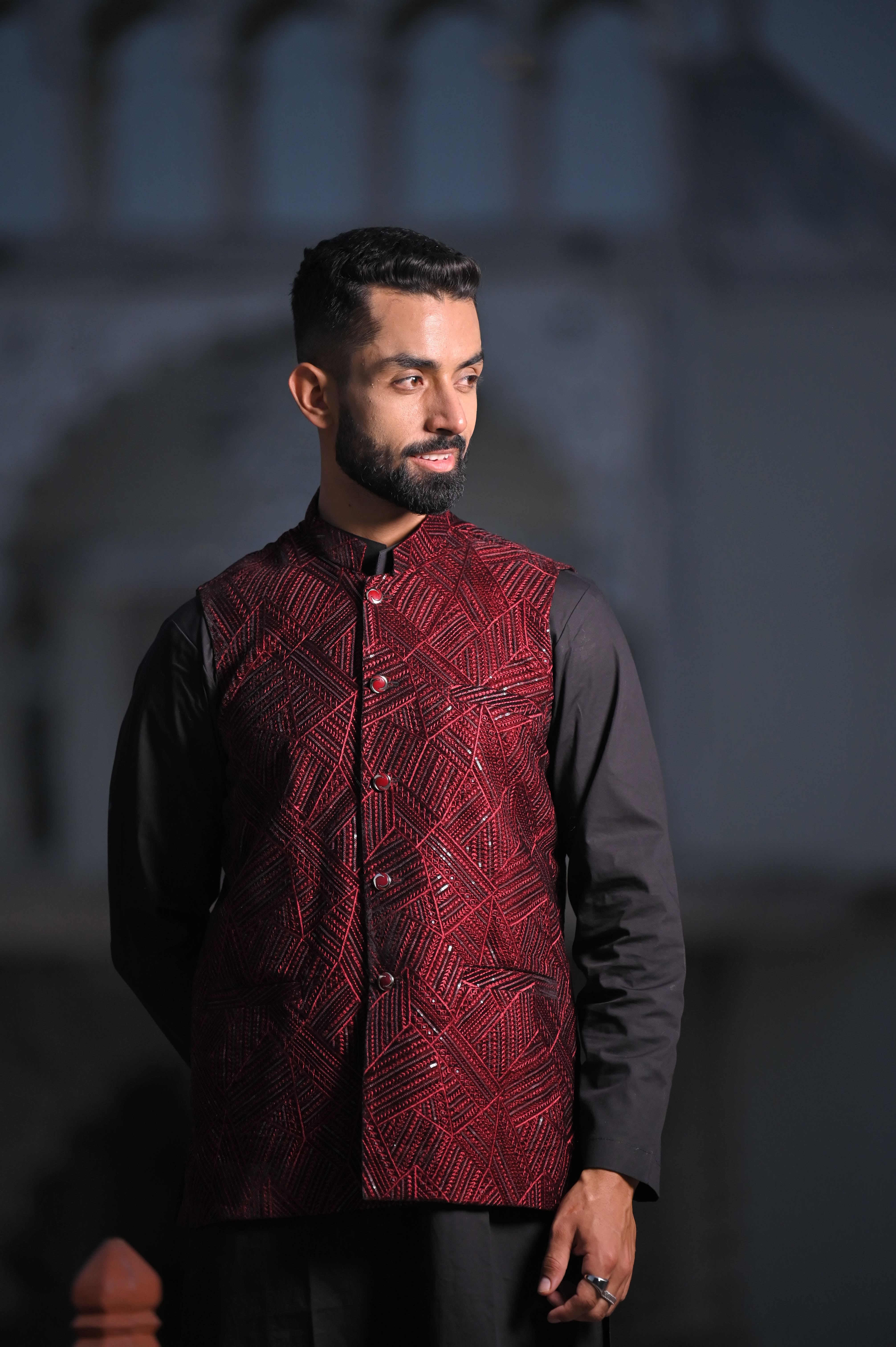 Mens Mesmerizing Red And Blue Kurta With Jacket Set at Best Price in Delhi  - Manufacturer,Supplier,Delhi NCR
