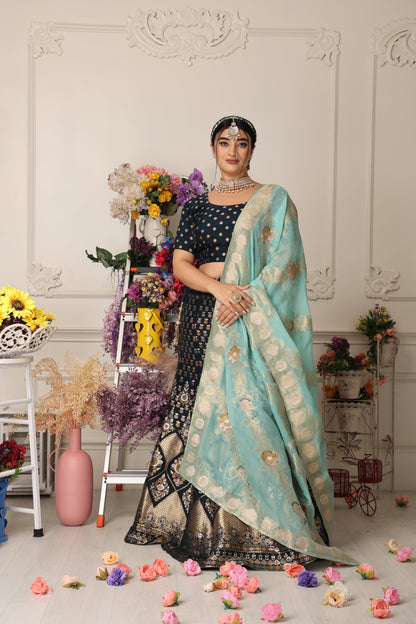 Women Plus Size Haril Dhvani Banarasi Silk Lehenga