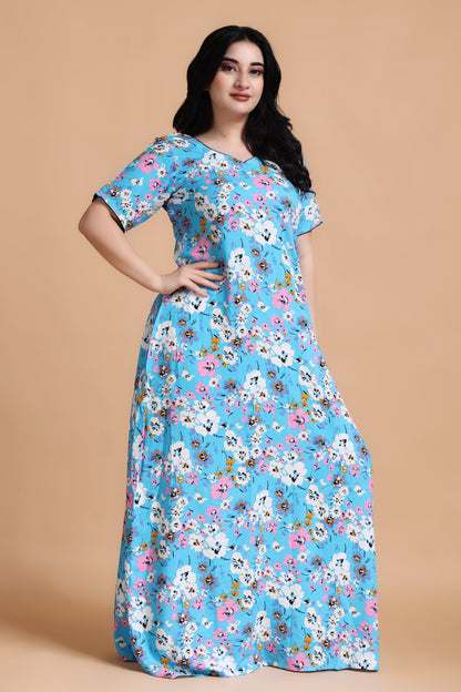 Floral Bliss Rayon Night Gown