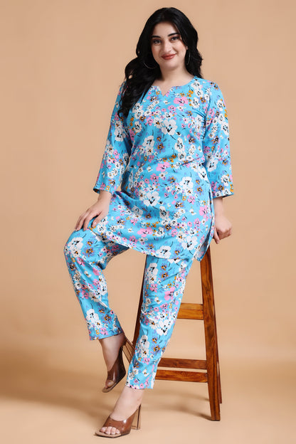 Floral Bliss Rayon Co-ord Set