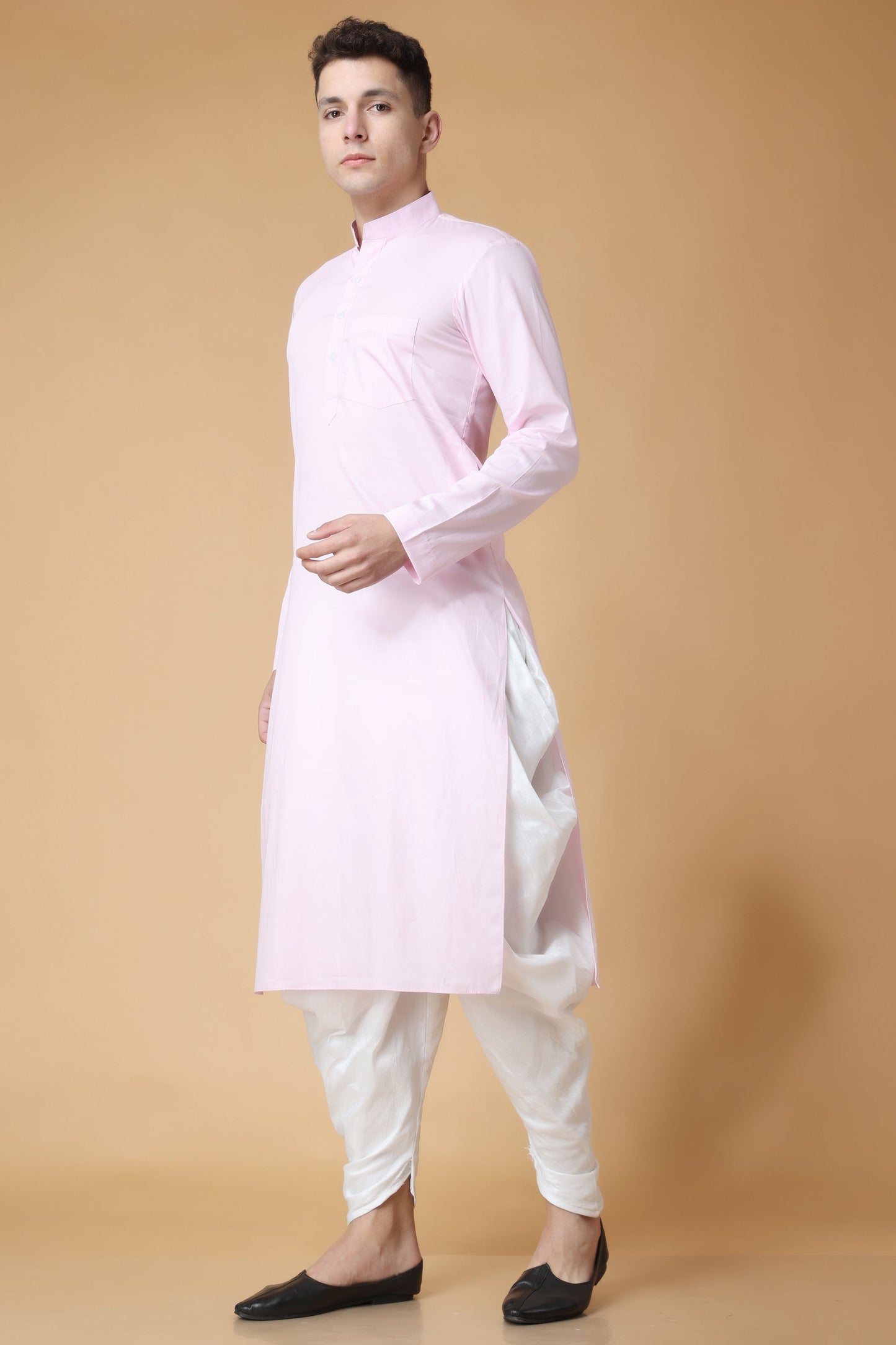 Men's Plus Size Almond Pink Kurta Salwar Set