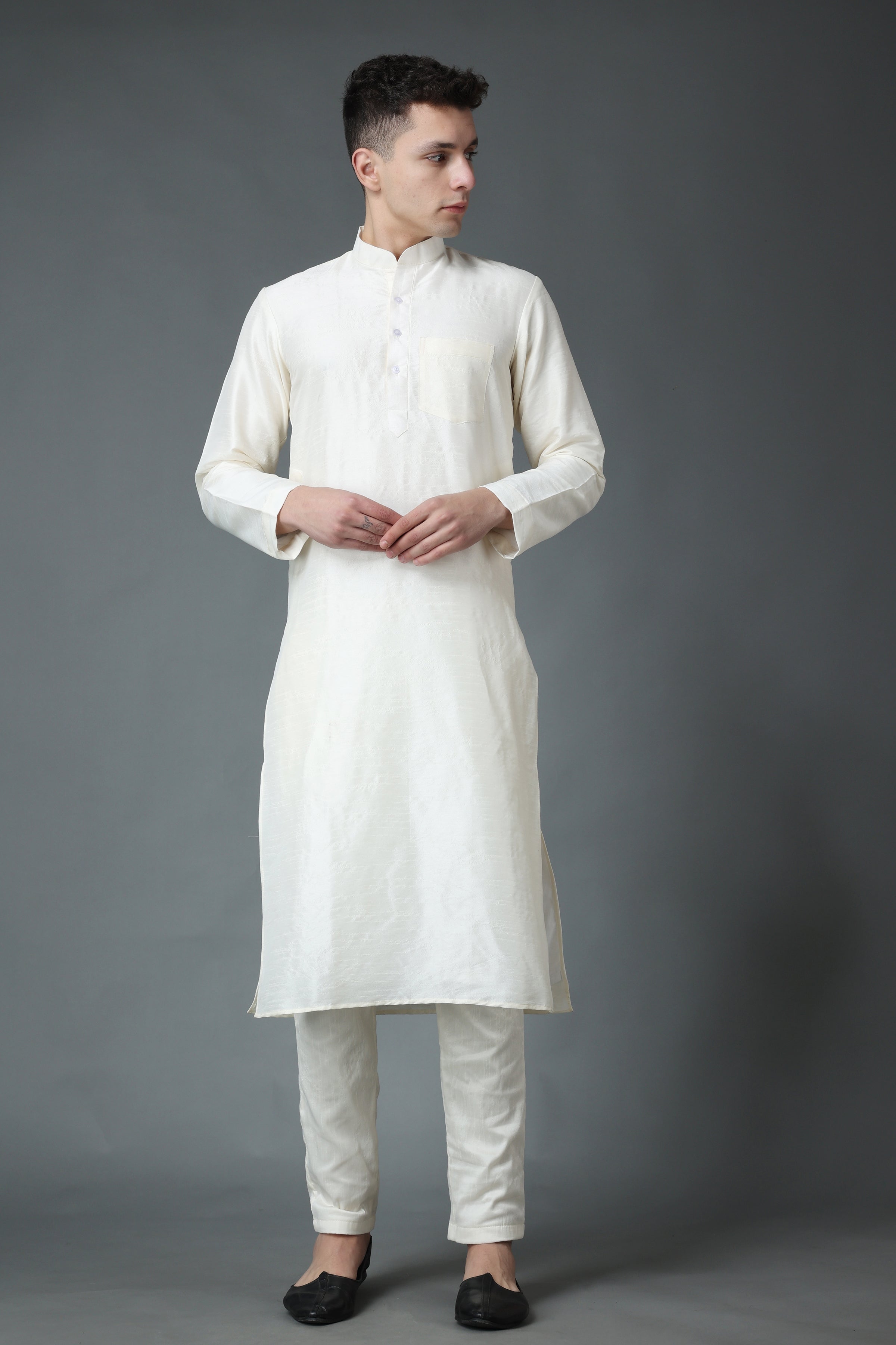 Buy Pink and White Mehndi Silk Kurta Payjama With Jacket Online