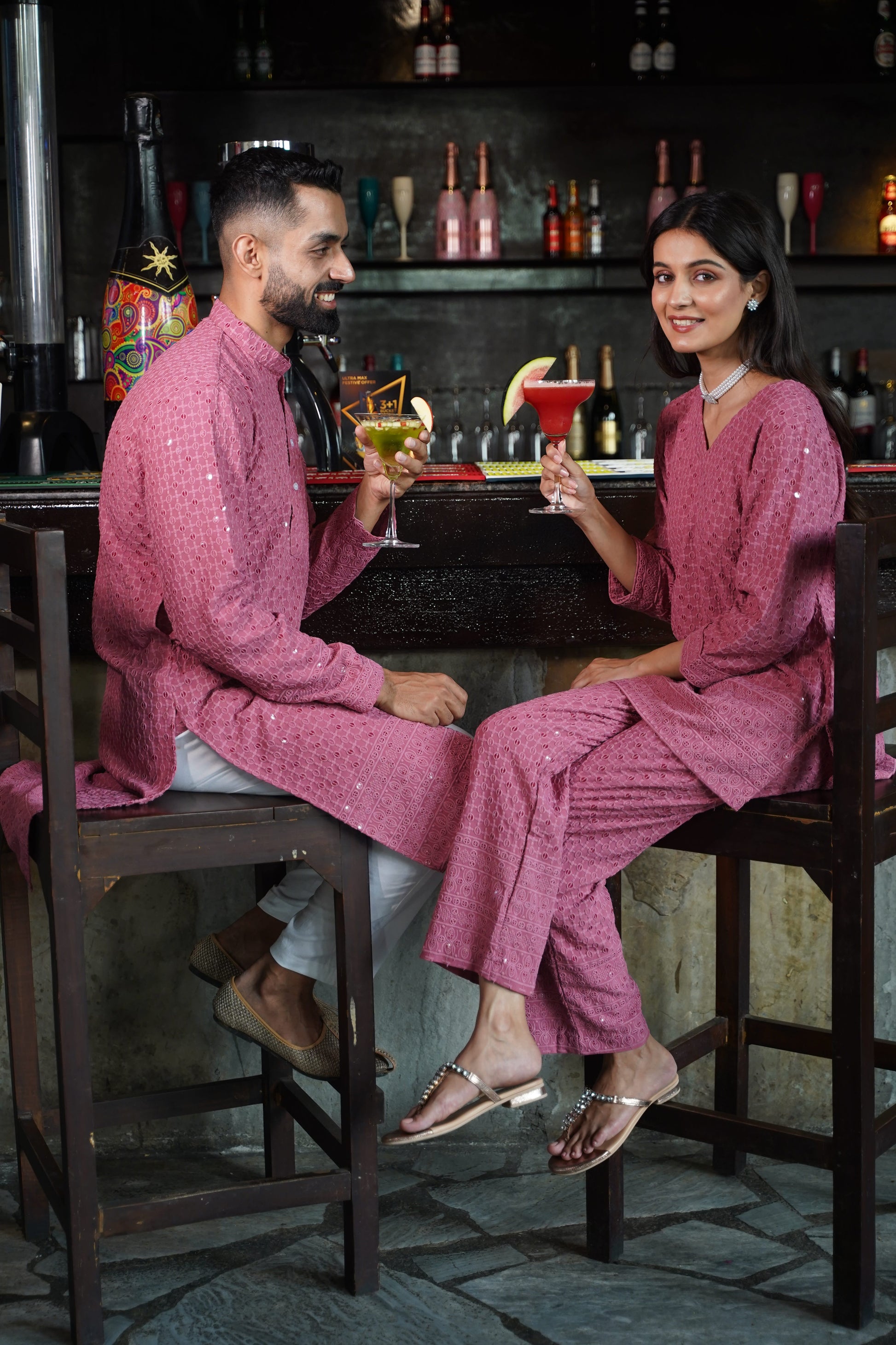 Men's Plus Size Onion Sequinned Kurta Pajama