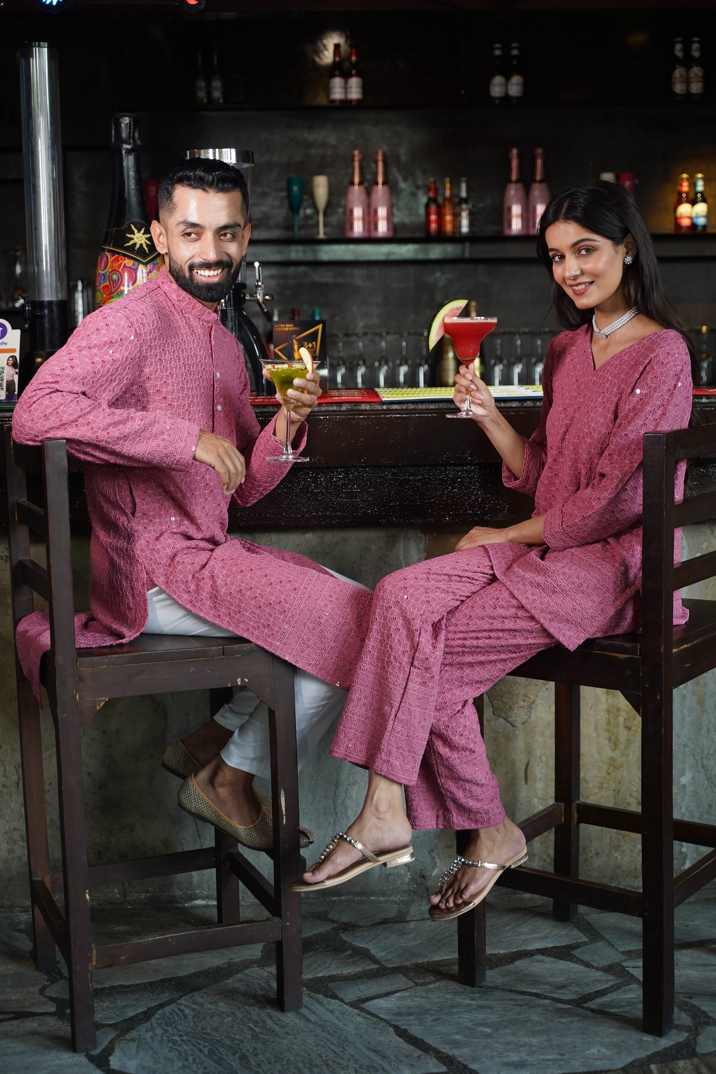 Men's Plus Size Onion Sequinned Kurta Pajama
