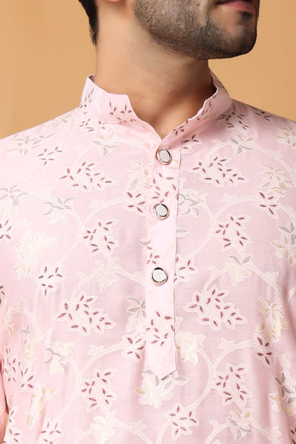 Breezy Pink Printed Kurta Pajama