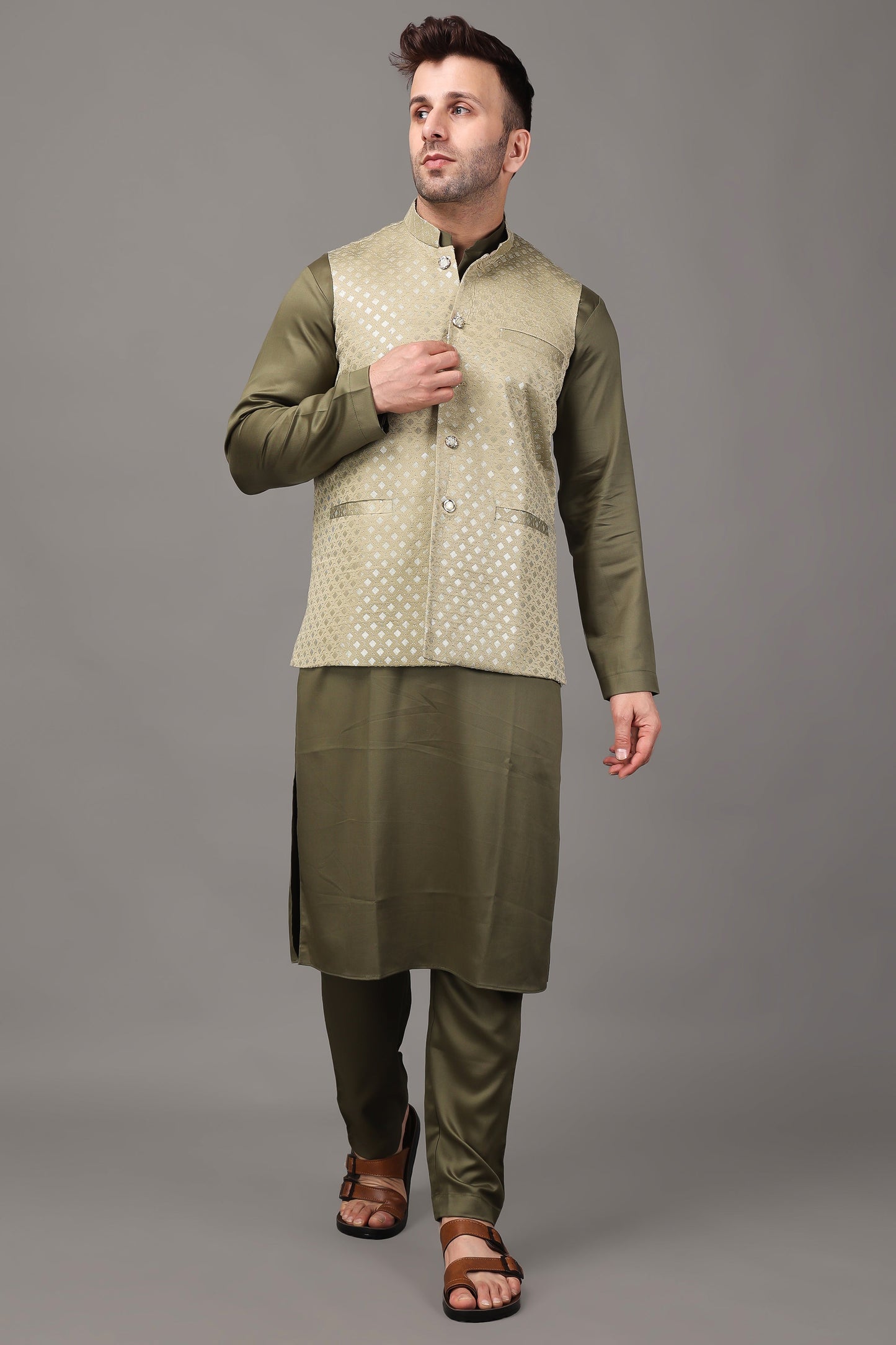 Indian Kurta Pajama With Nehru Jacket