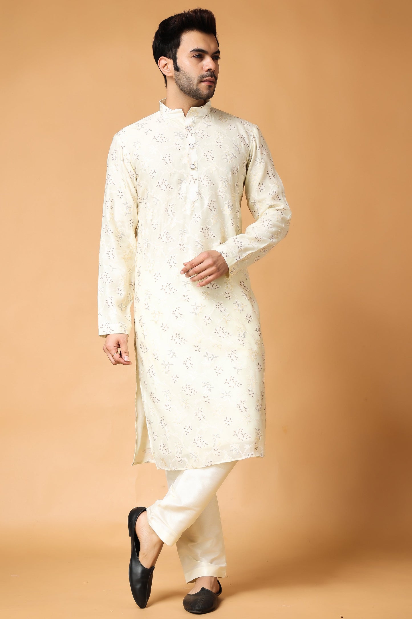 Lime Printed Modal Kurta Pajama