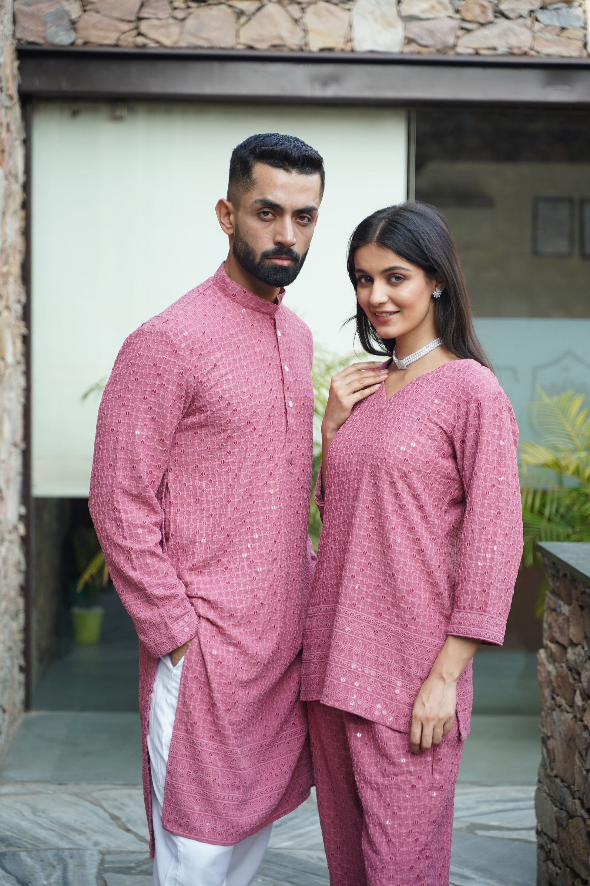Men's Plus Size Onion Sequinned Kurta Pajama